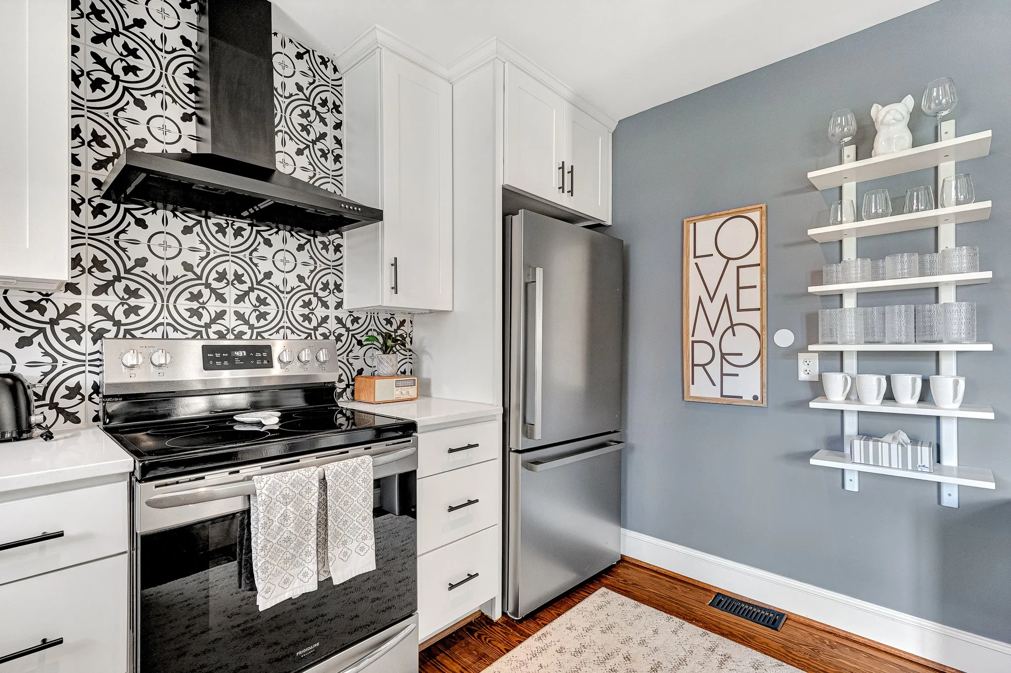 "Modern, newly renovated and so clean" wrote one guest about the thoughtfully designed kitchen.