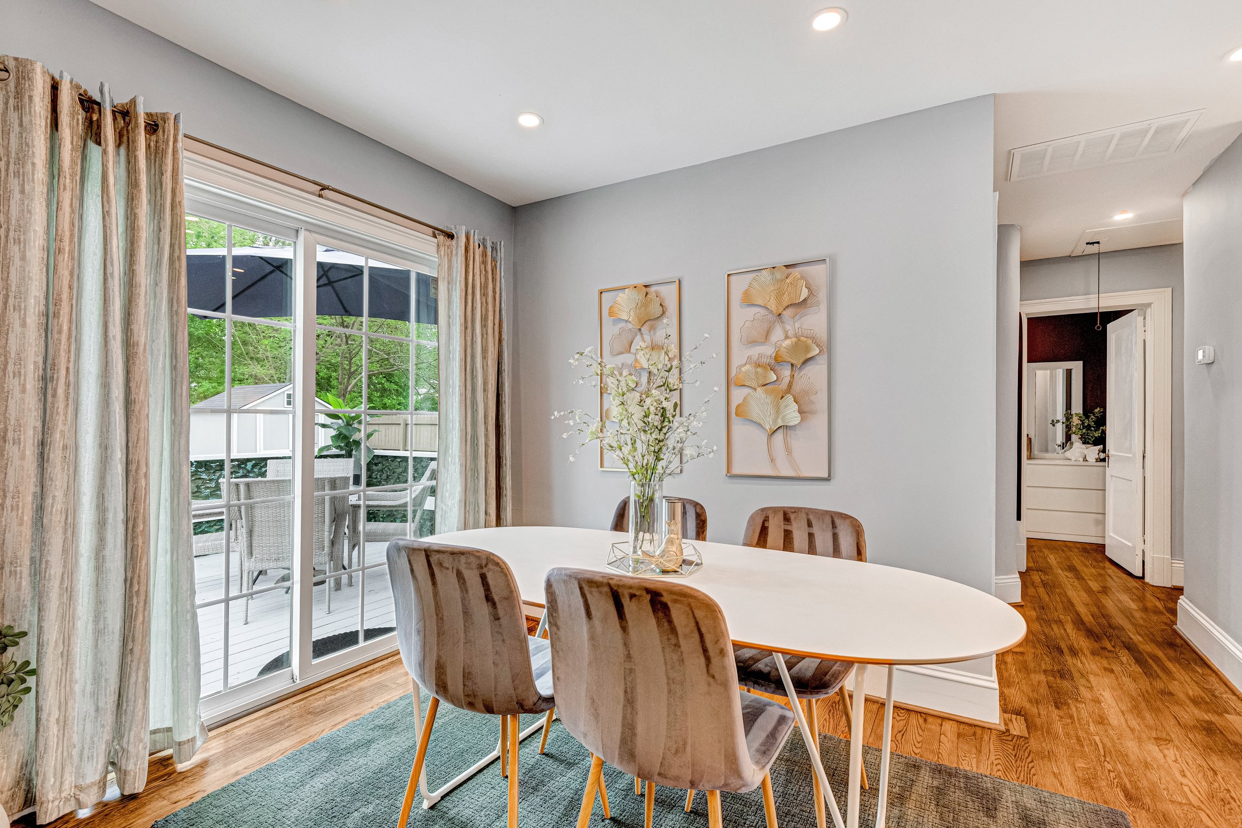 Enjoy dinner in the beautifully designed, sunny dining area with deck access.