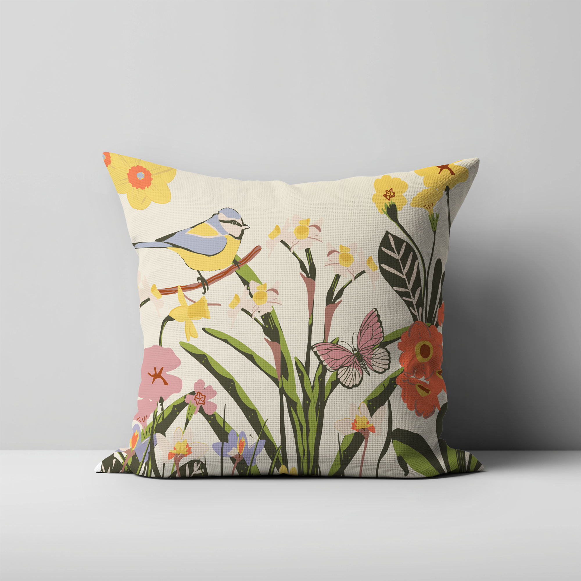 Neutral Spring Cushion-cream Botanical Maximalist Home Decor