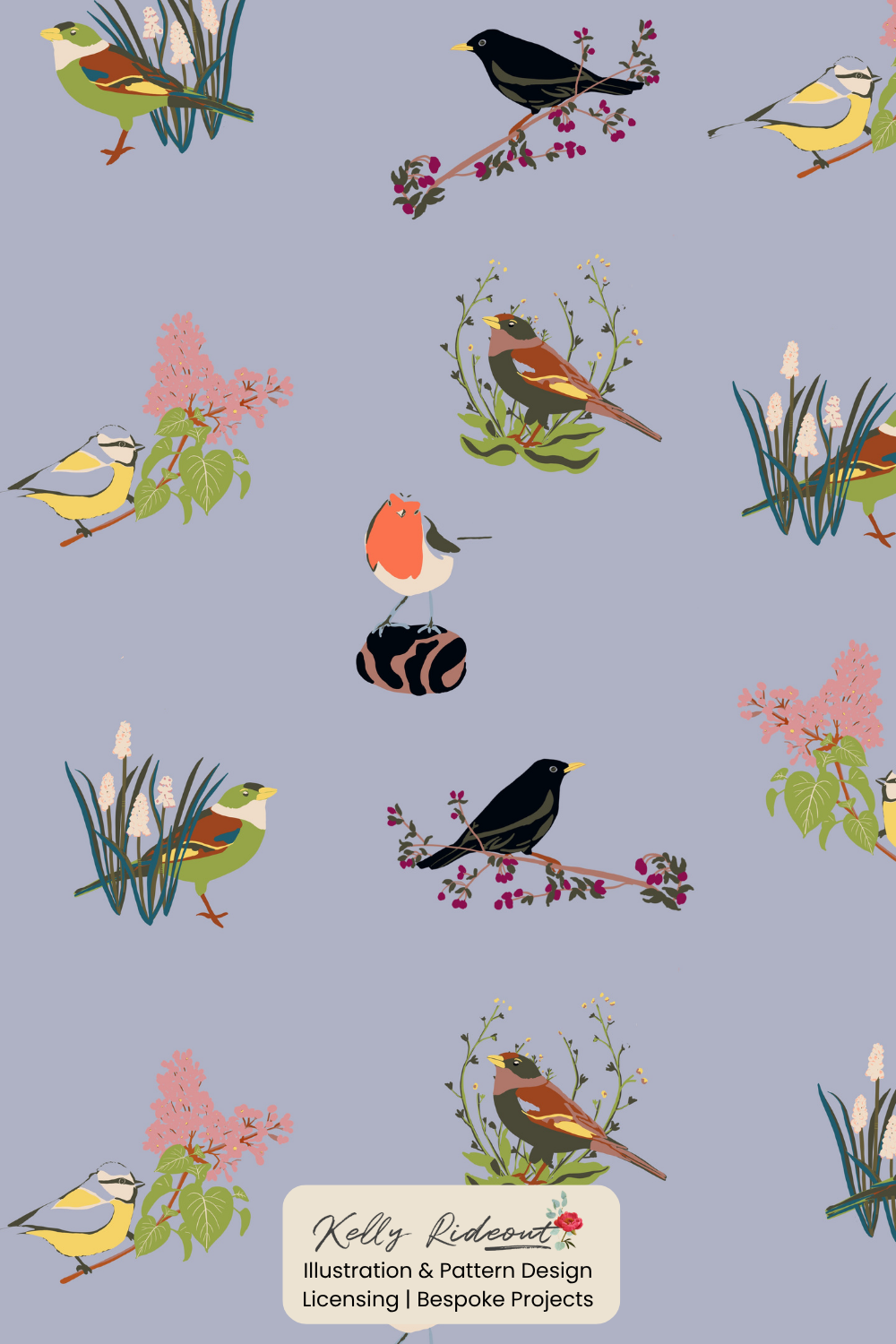Awakening Spring, Bird Watch Print - SKU: 123456 | Blue