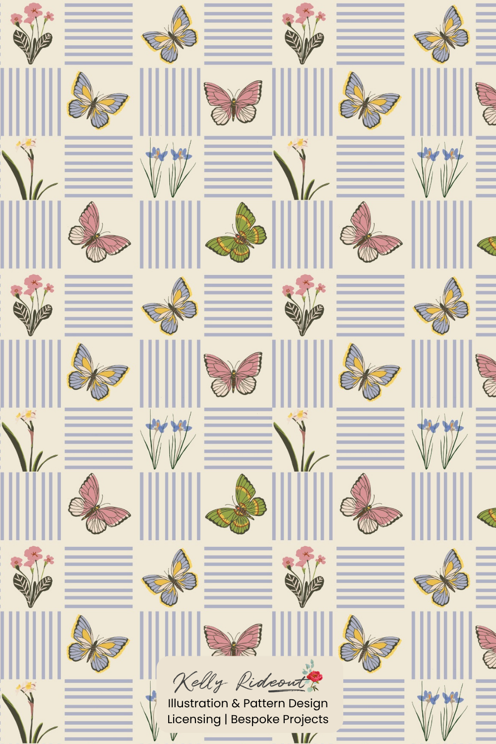Awakening Spring Butterfly Check - SKU 123456 - Blue