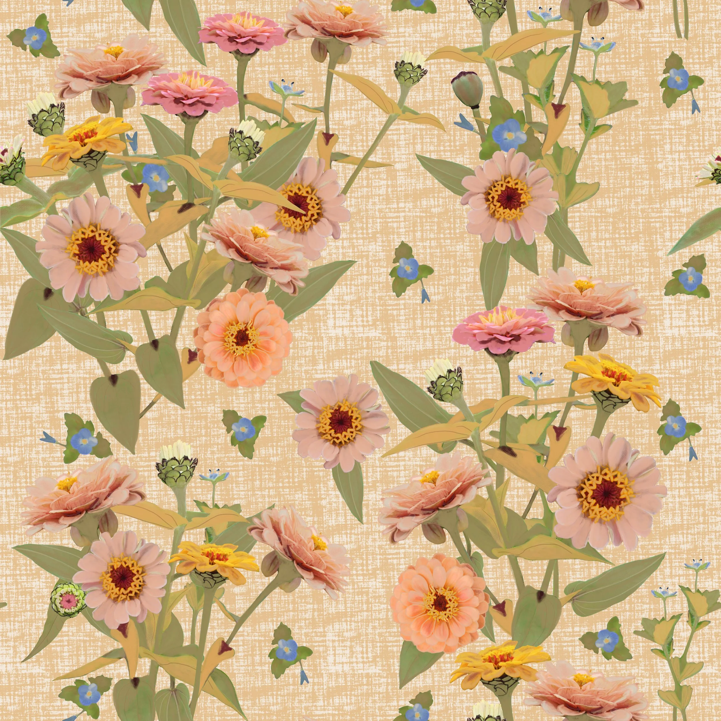 Zinnia Bloom Garden Botanical ZB001