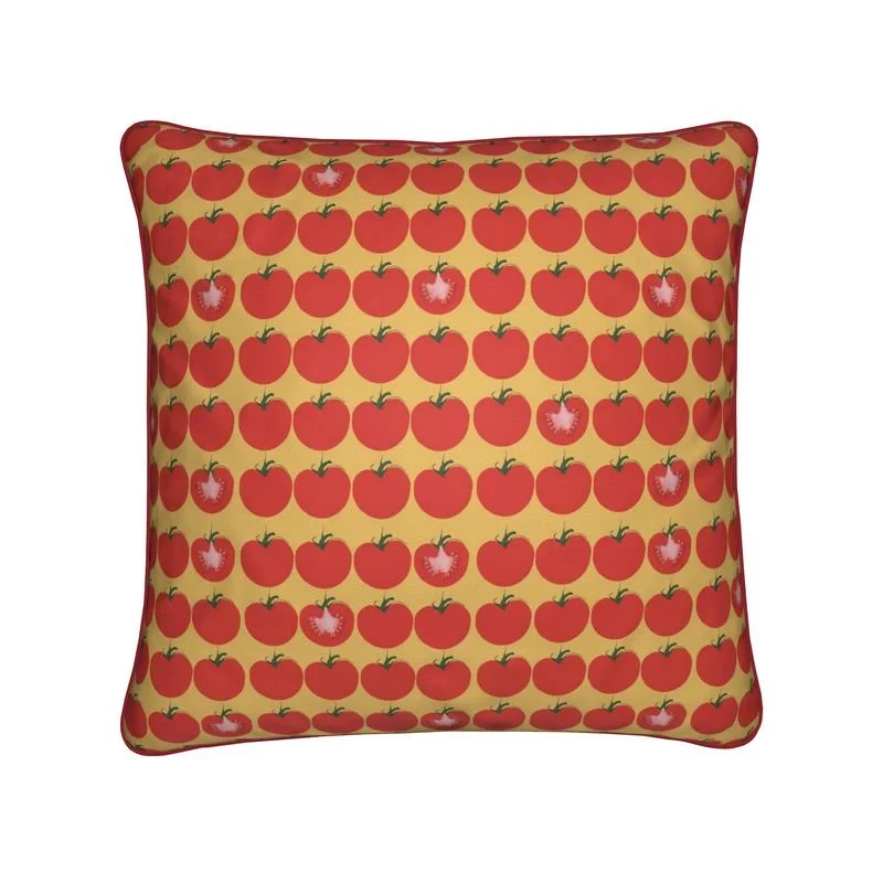 Tomato Red and Mustard Luxury Throw Cushion