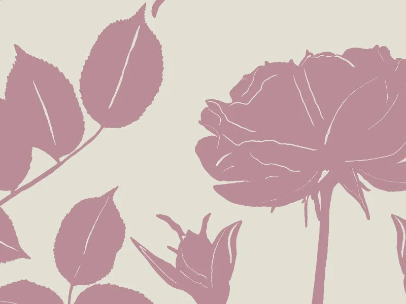 Pink Rose Silhouette Cushion Fabric