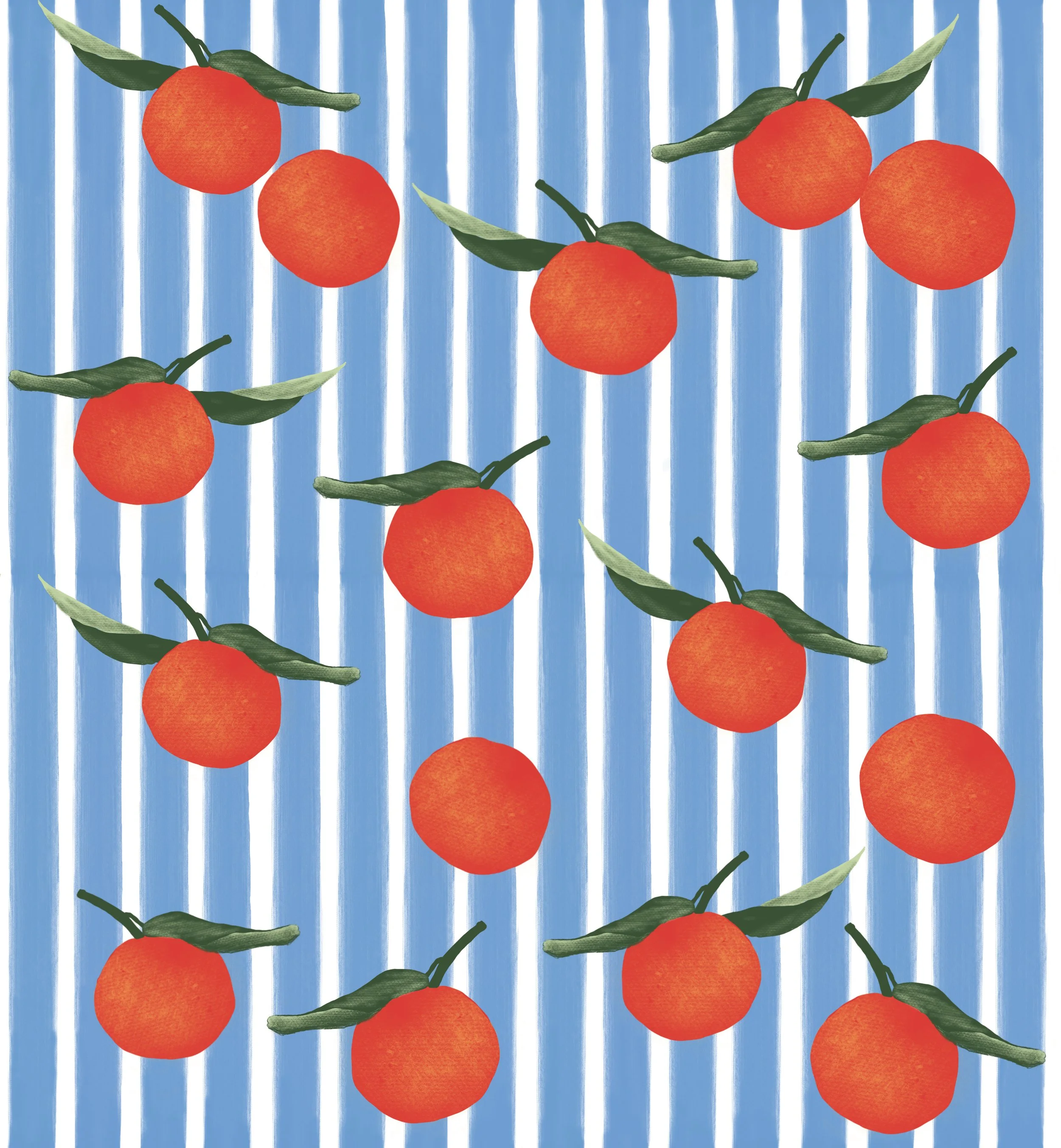 Oranges Blue Stripes Farmers Market Fabric 4.JPG
