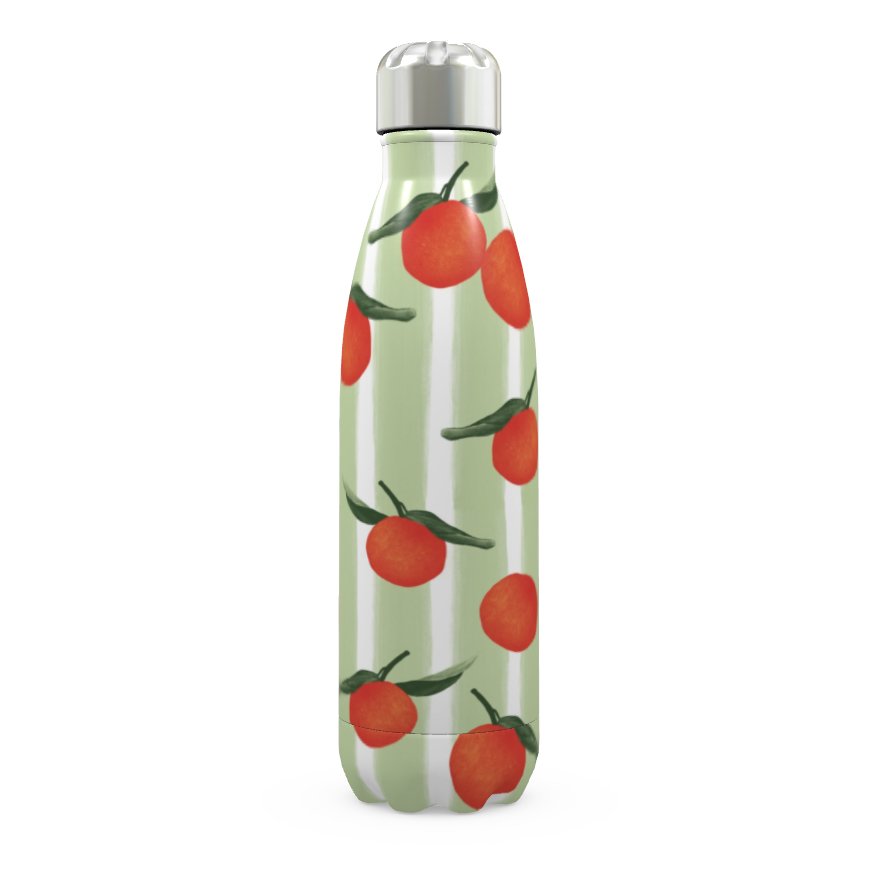 Oranges and Hand Painted green Striped  Thermal Bottle.jpeg