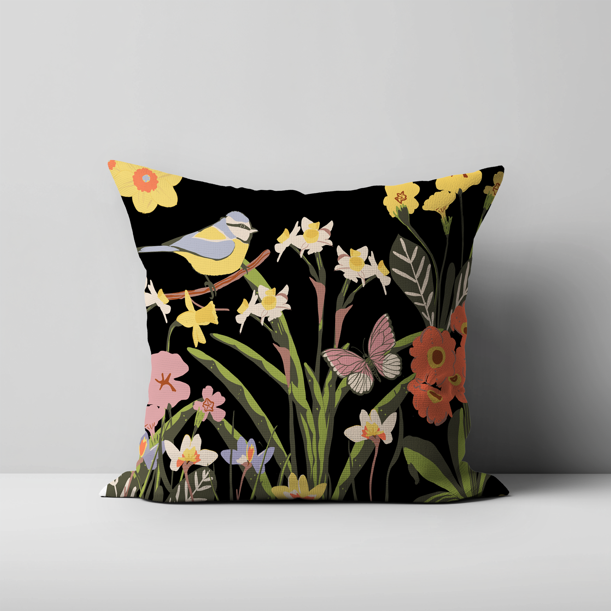 Awakening Spring Floral Linen Effect Throw Cushion