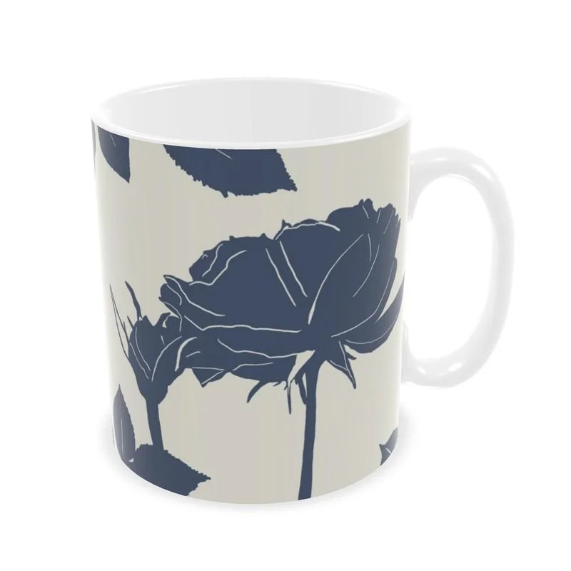 Blue Rose Silhouette Mug | Ideal present
