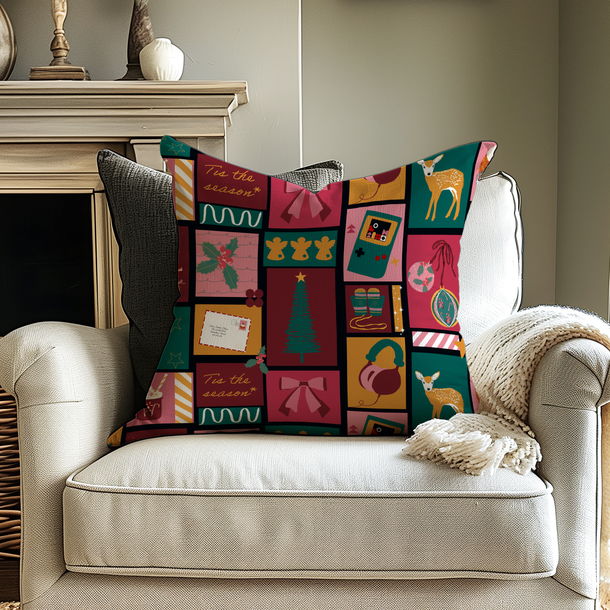 Seasonal Retro Christmas Cushion-Bold Home Decor