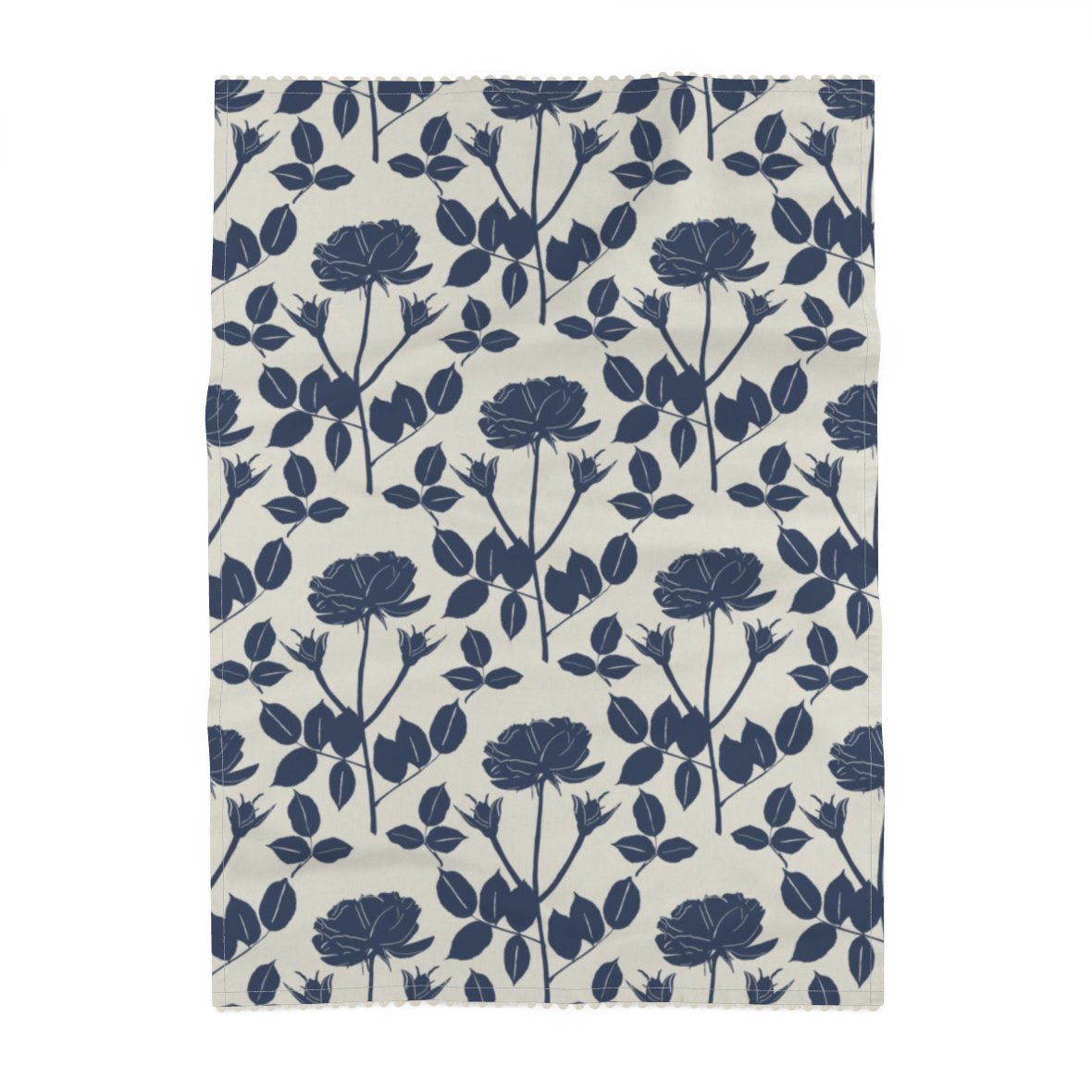 Rose Silhouette Blue and Oat Milk Illustration Tea Towel