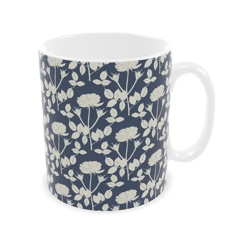 Sip in Sustainable Style: The Blue Rose Silhouette Ceramic Mug