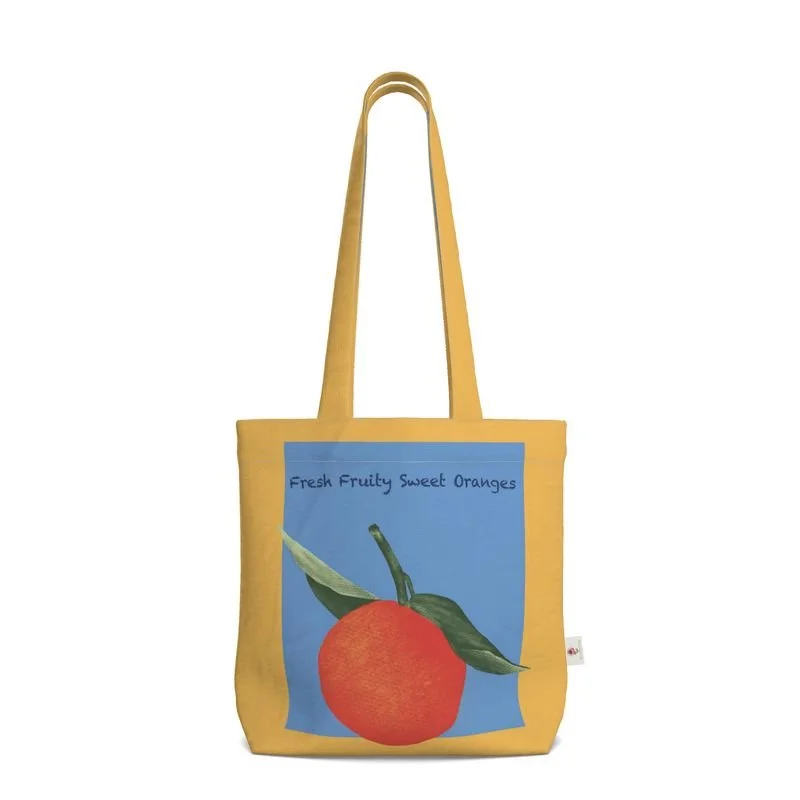 Fresh Fruity Orange Colourful Hand Drawn Tote Bag | Stylish Carry-All