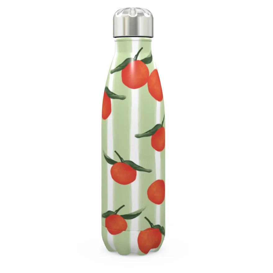 Orange Fruit Market Thermal Bottle (500ml / 17oz) | Hand Drawn Art