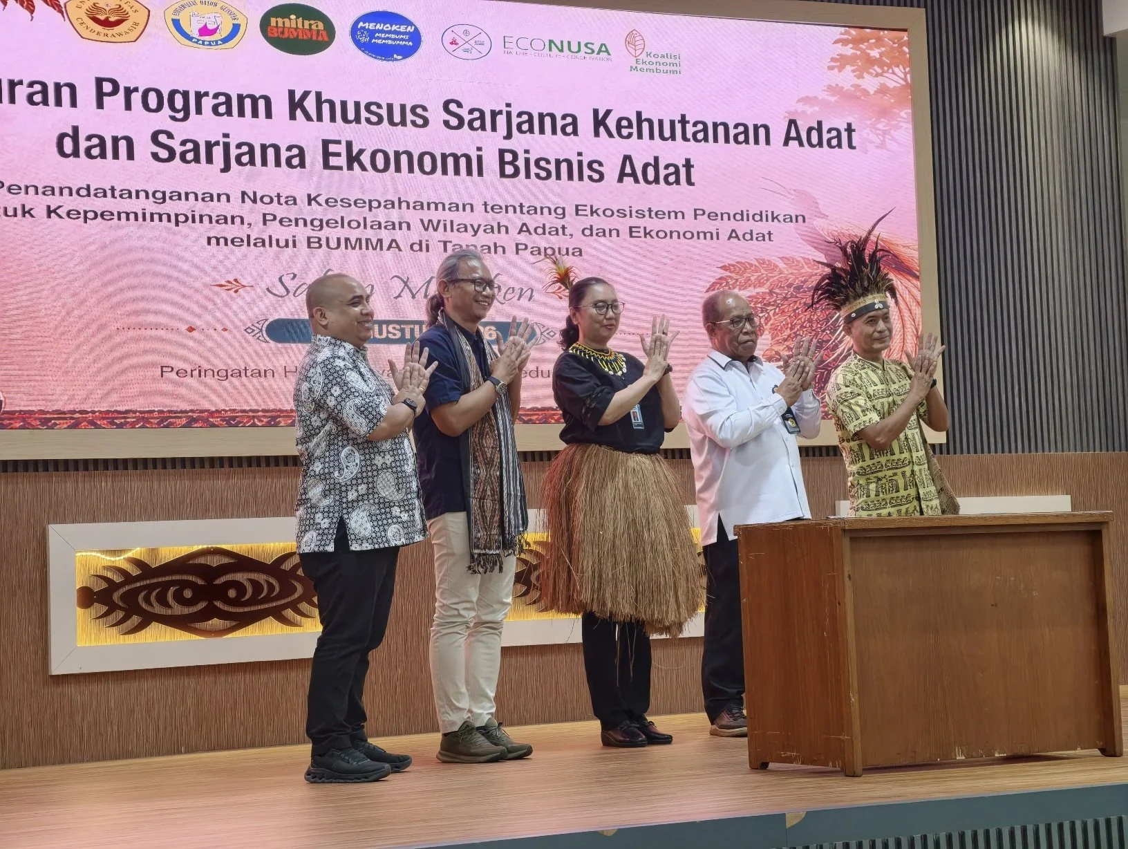 Universities and partner organizations signed an MoU at Cenderawasih University to establish an Indigenous education ecosystem through BUMMA.