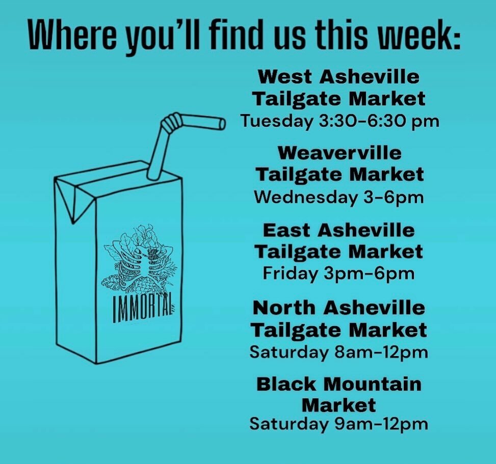 Hello everyone!

We&rsquo;re thrilled to announce that we&rsquo;ll be vending @westashevilletailgate every other week, starting this Tuesday.

Additionally, it&rsquo;s the opening Saturday of @blackmountainmarket, and we&rsquo;re excited to see every
