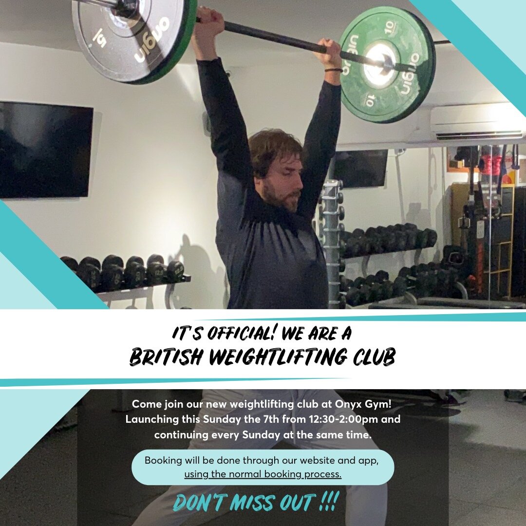 Join us for our new weightlifting club at Onyx Gym starting this Sunday! Get stronger with us every Sunday from 12:30-2:00pm. 
#OnyxGym #WeightliftingClub #GetStrong #FitnessGoal