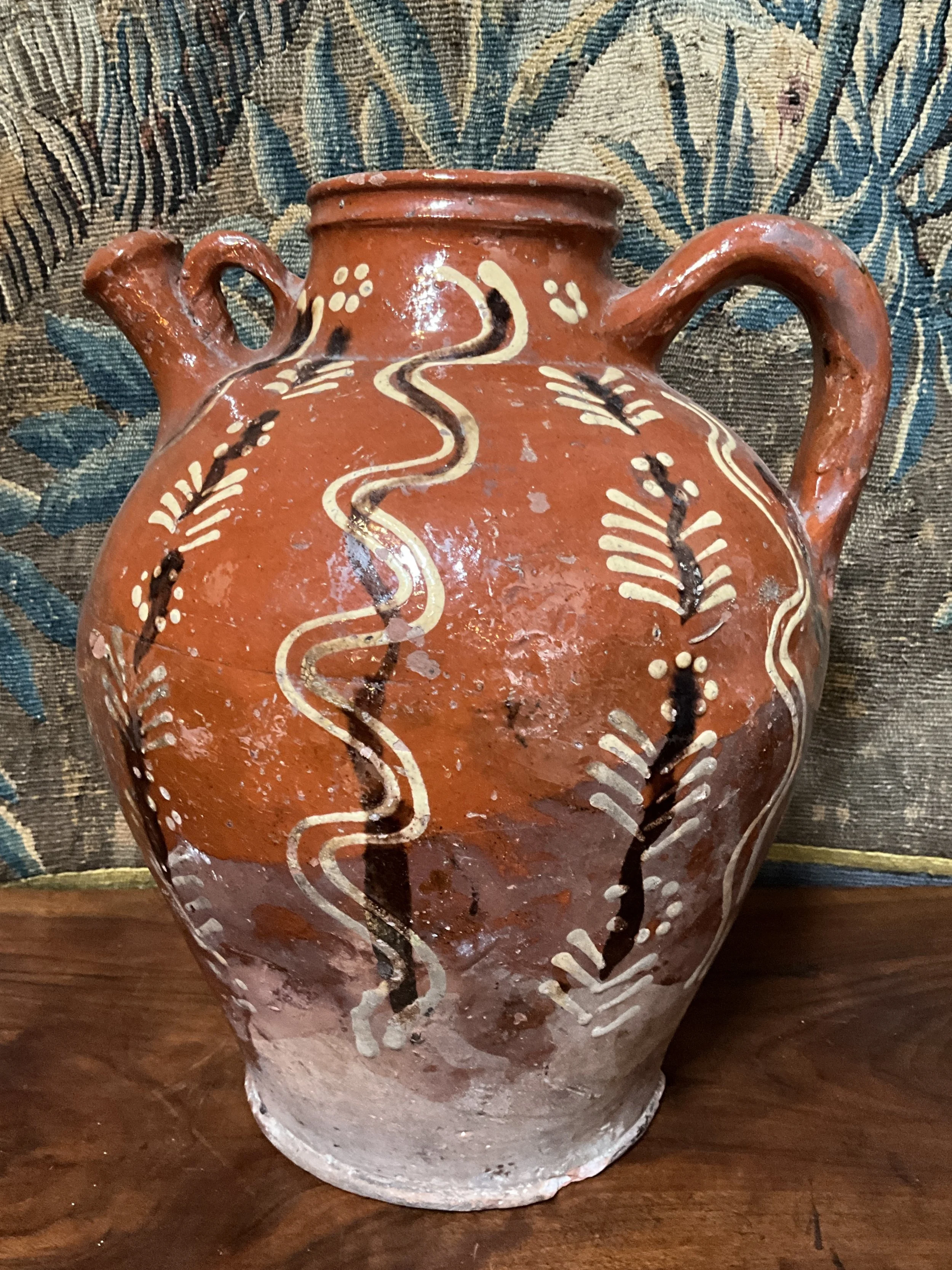 Lucullus Antiques French Antique 19th Century Pottery Wine Jug