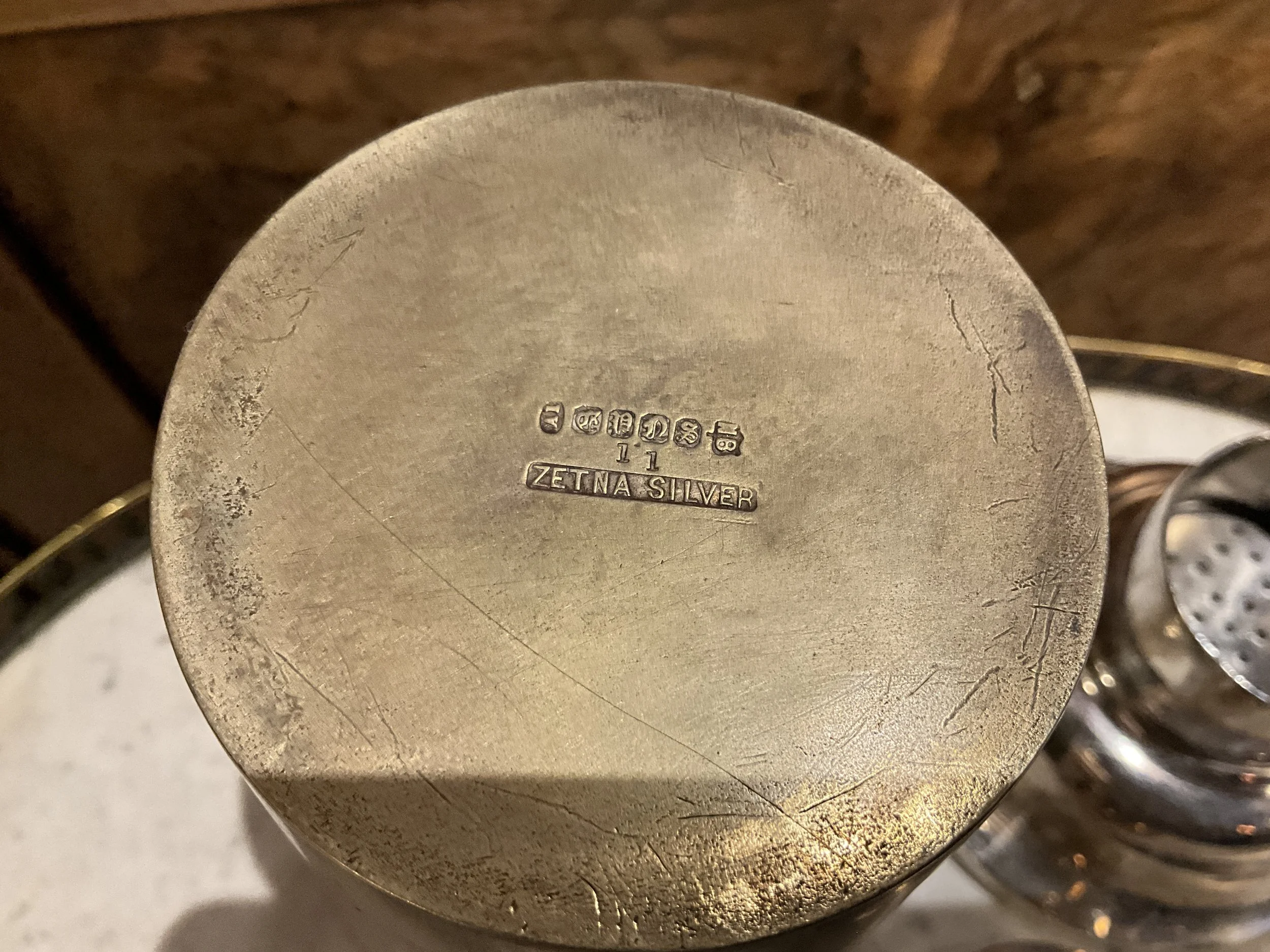 Lucullus Antiques English Antique Art Deco Silverplate Cocktail Shaker in Case