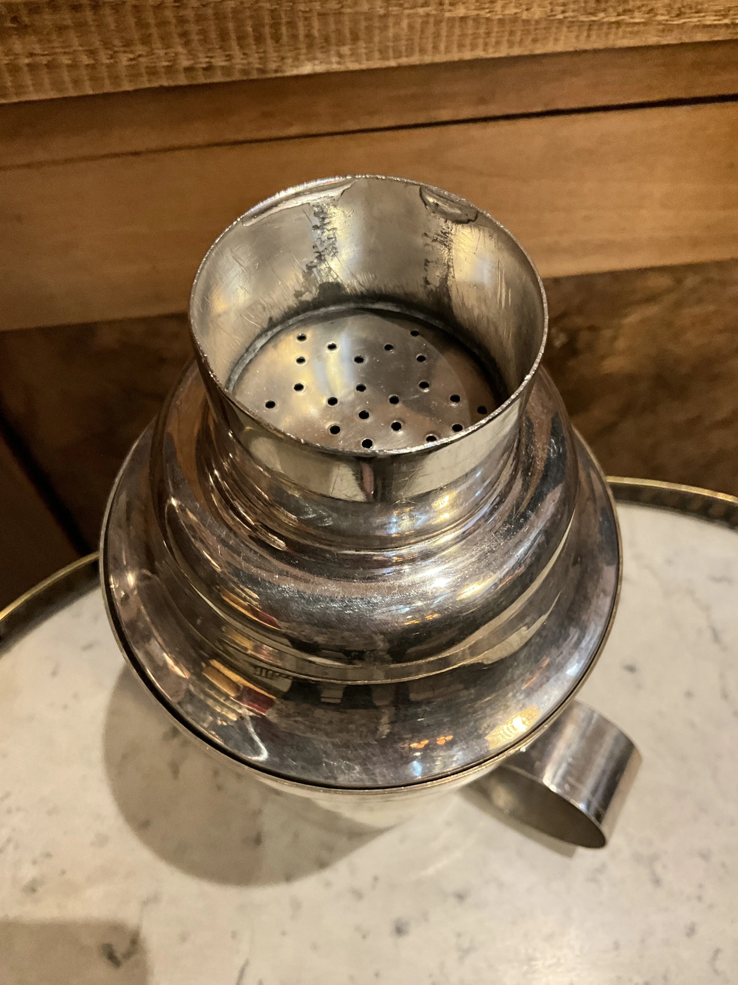 Lucullus Antiques English Antique Art Deco Silverplate Cocktail Shaker in Case