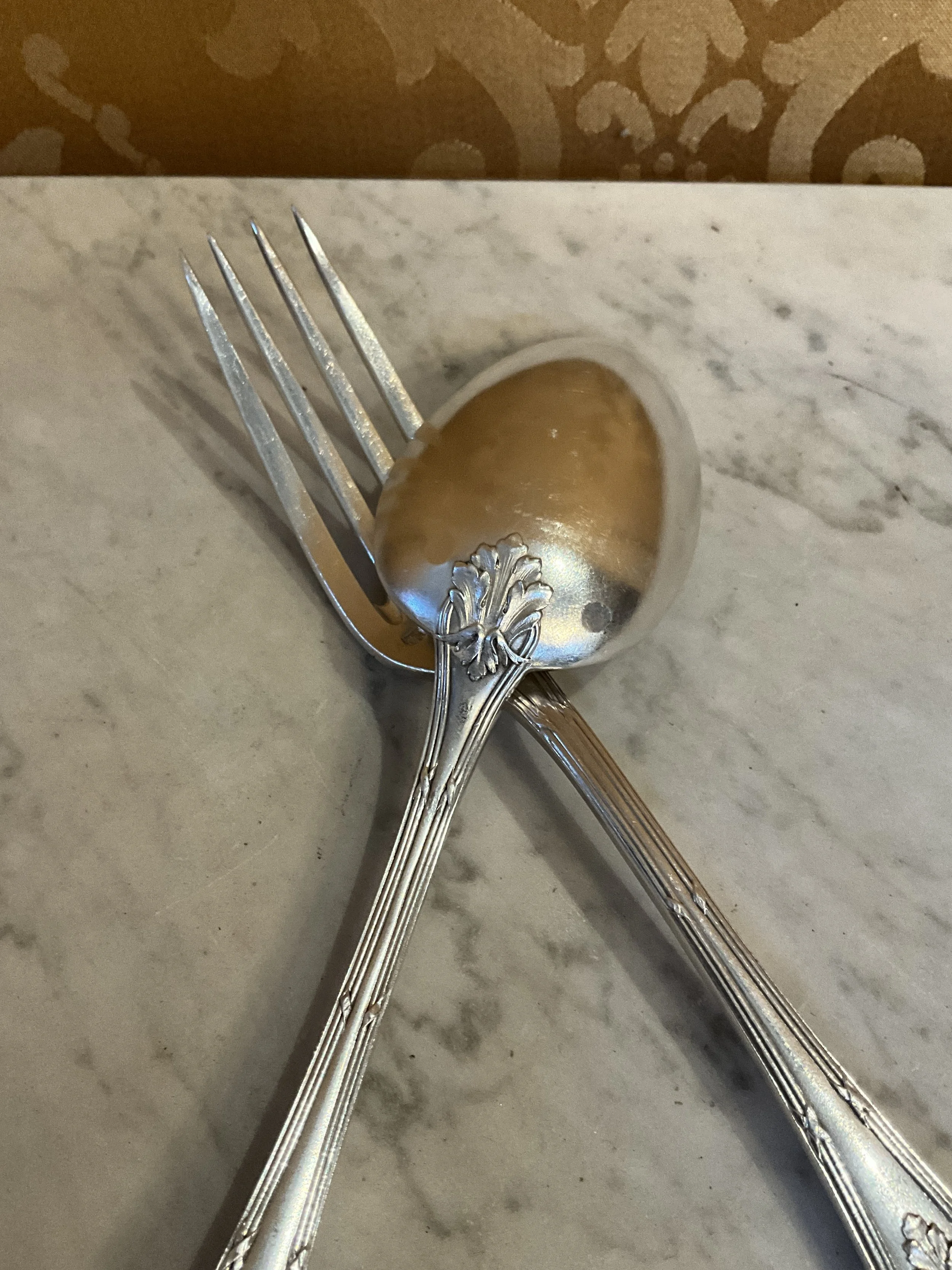 Lucullus Antiques French Antique 19th Century Plated Silver Flatware, Louis XV Style