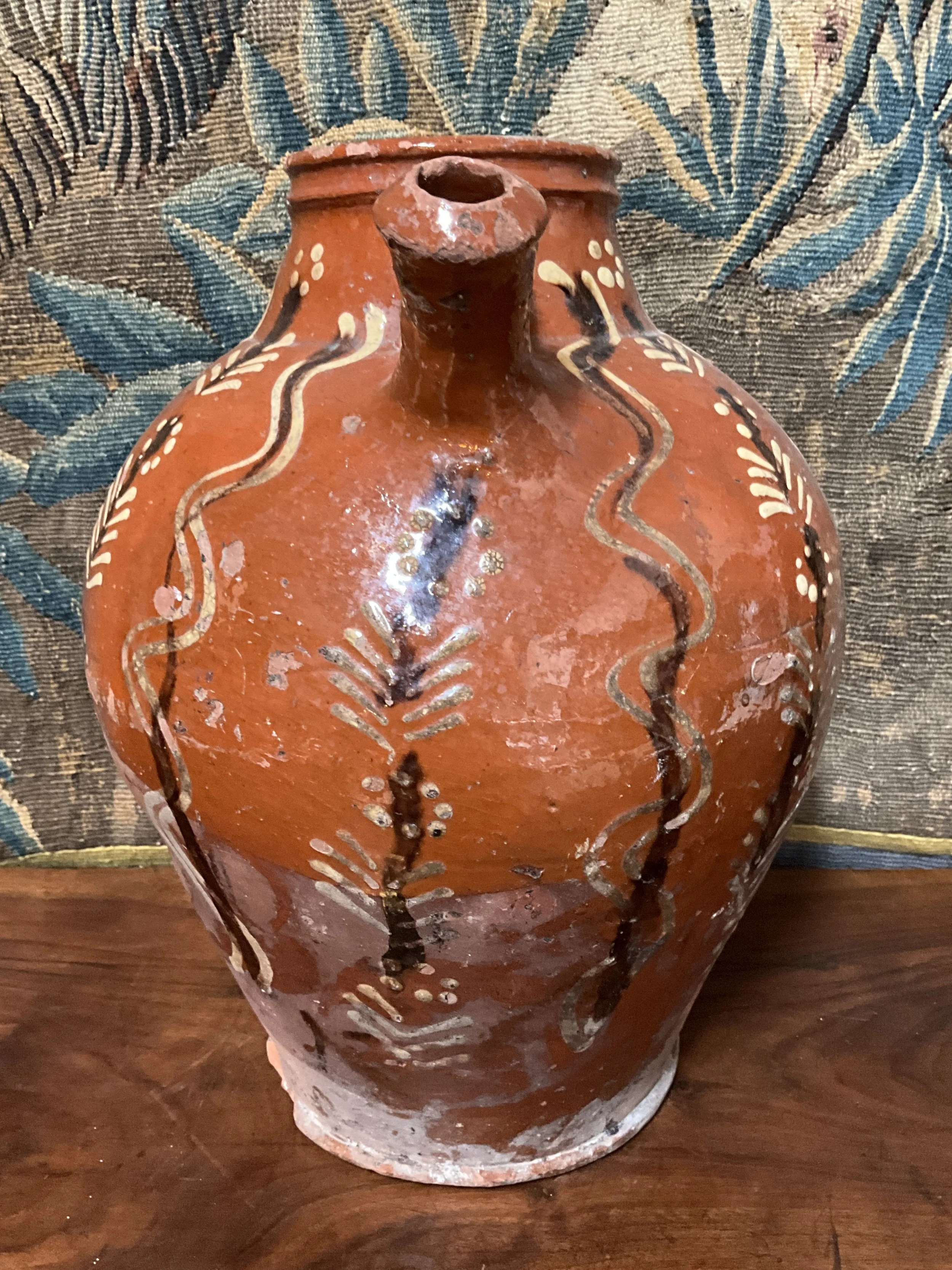 Lucullus Antiques French Antique 19th Century Pottery Wine Jug