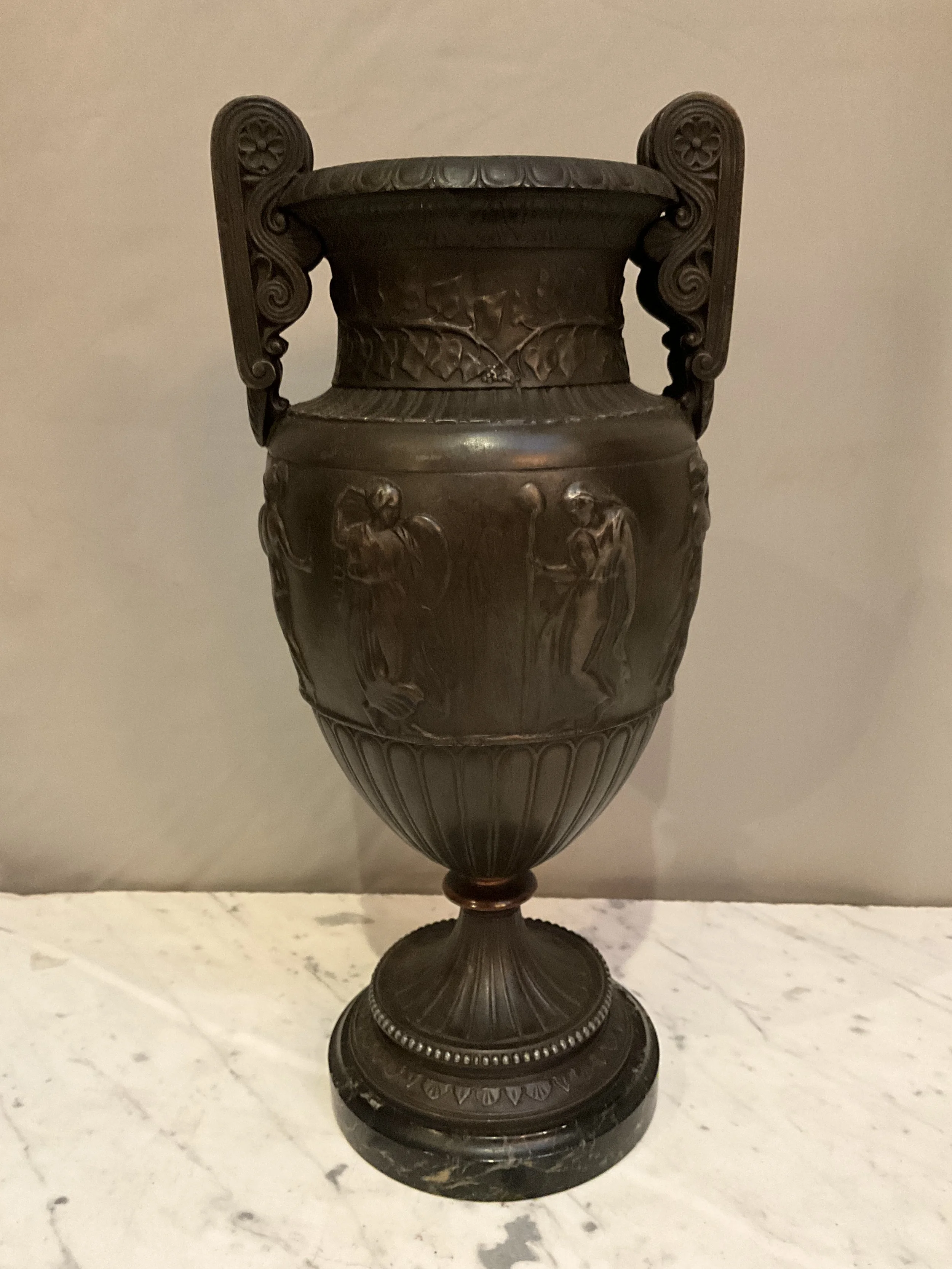 Lucullus Antiques French Antique 19th Century Pair Metal Urns