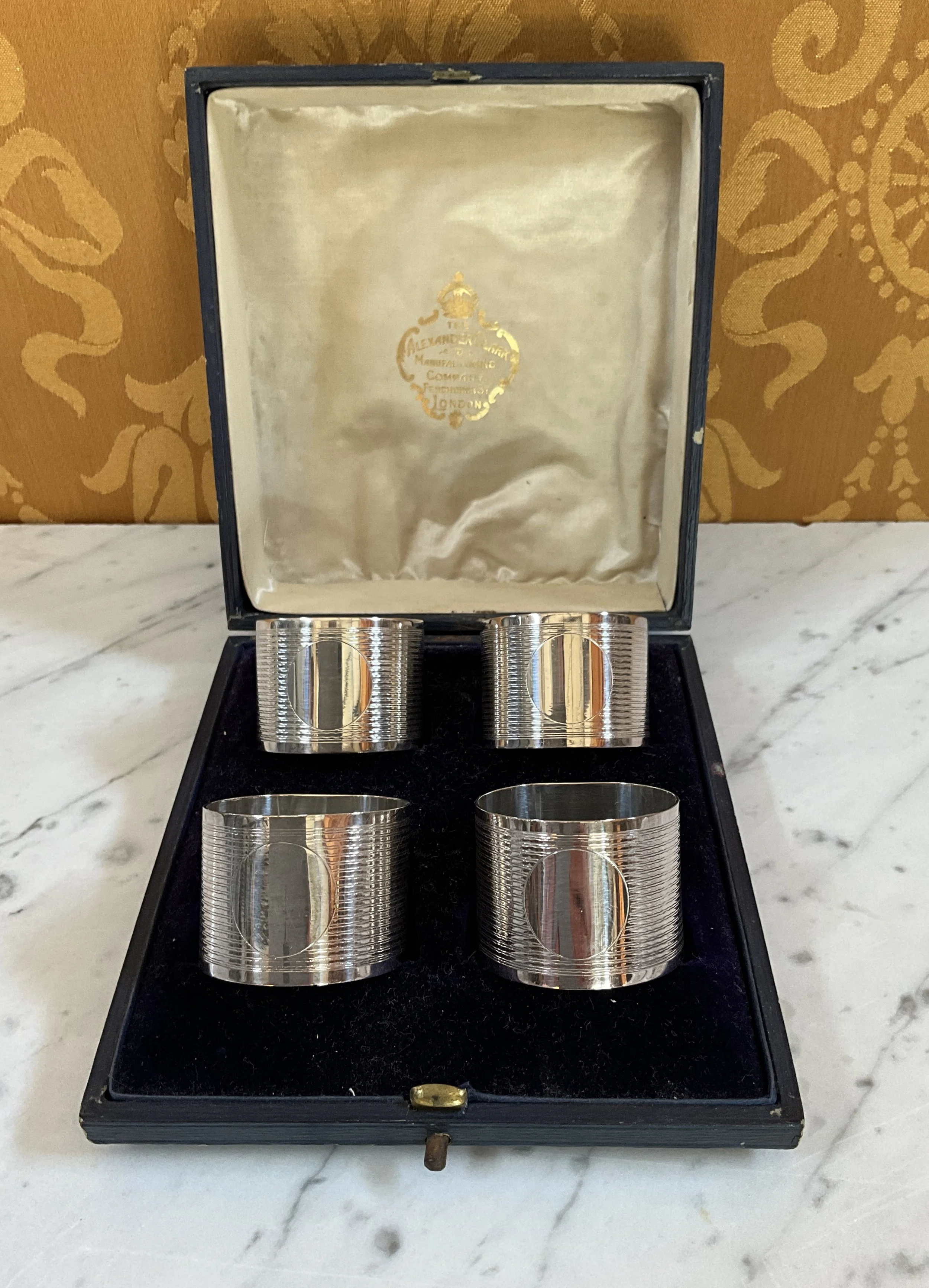 Lucullus Antiques English Antique Edwardian Silver Napkin Rings, Quartet