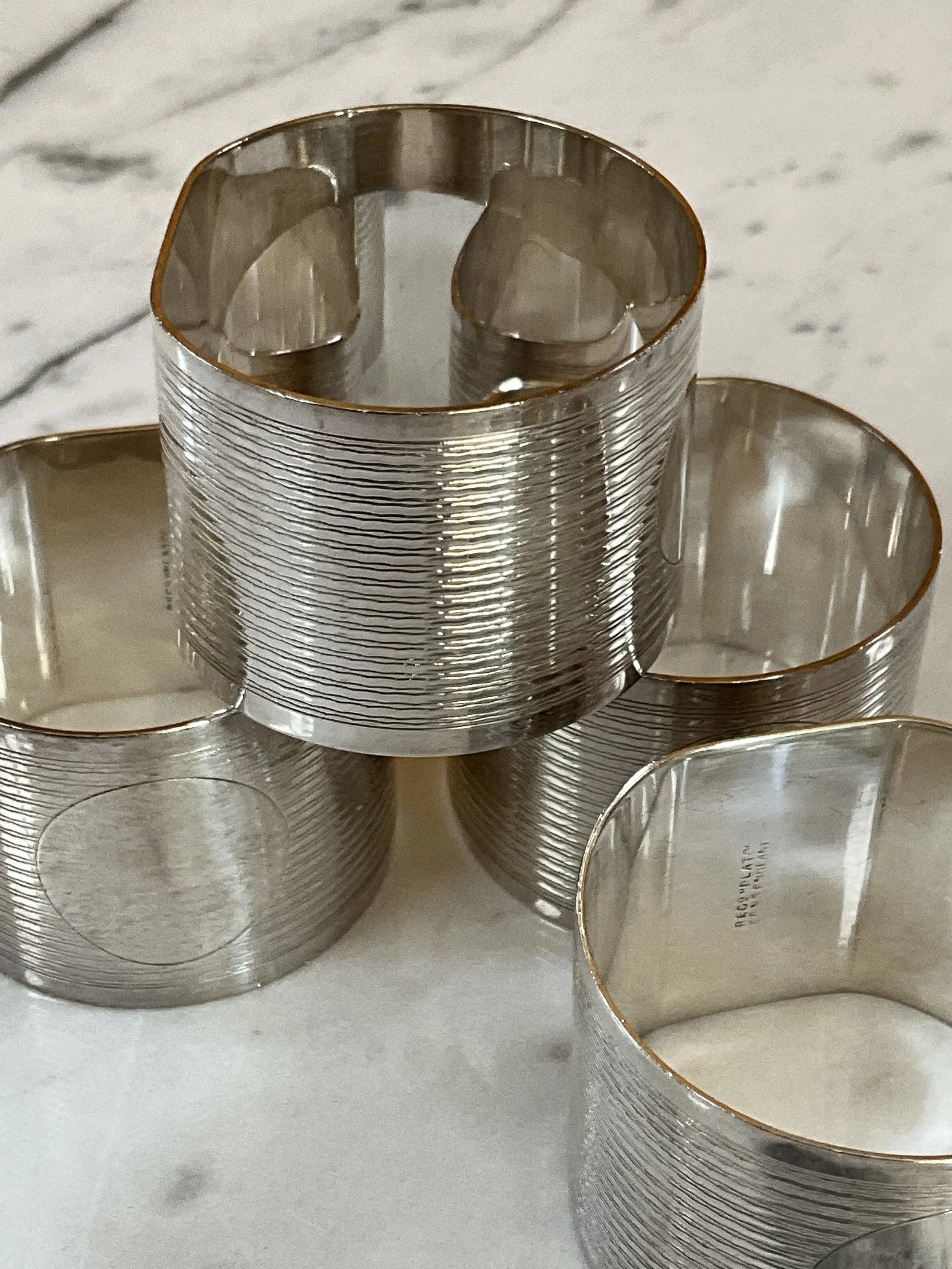 Lucullus Antiques English Antique Edwardian Silver Napkin Rings, Quartet