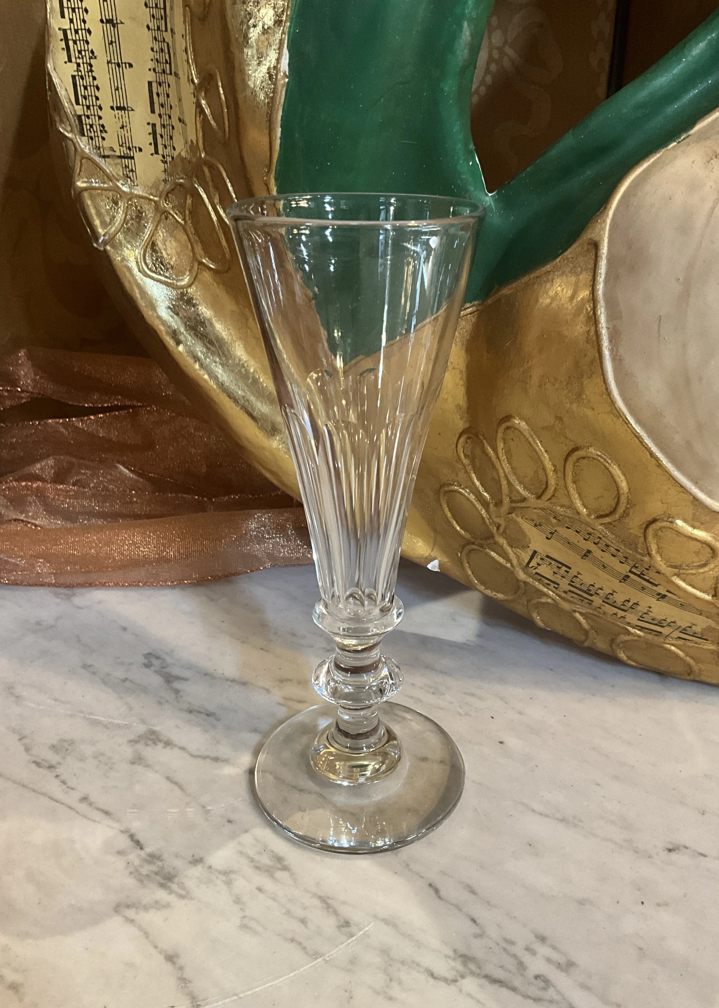 Lucullus Antiques French Antique 19th Century Crystal Flutes, Set of Twelve