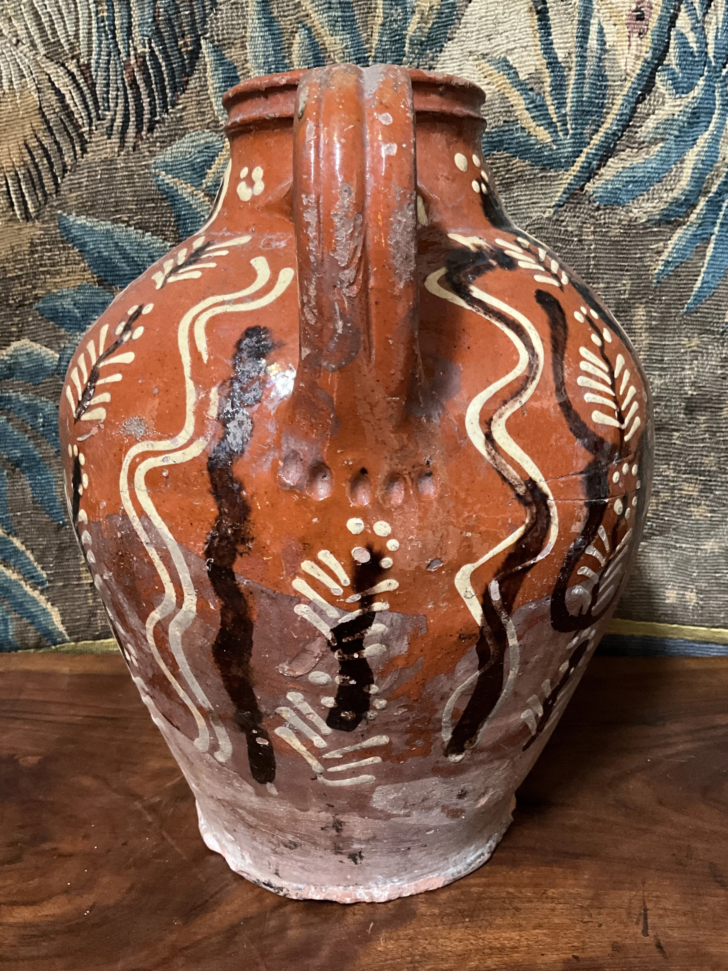 Lucullus Antiques French Antique 19th Century Pottery Wine Jug