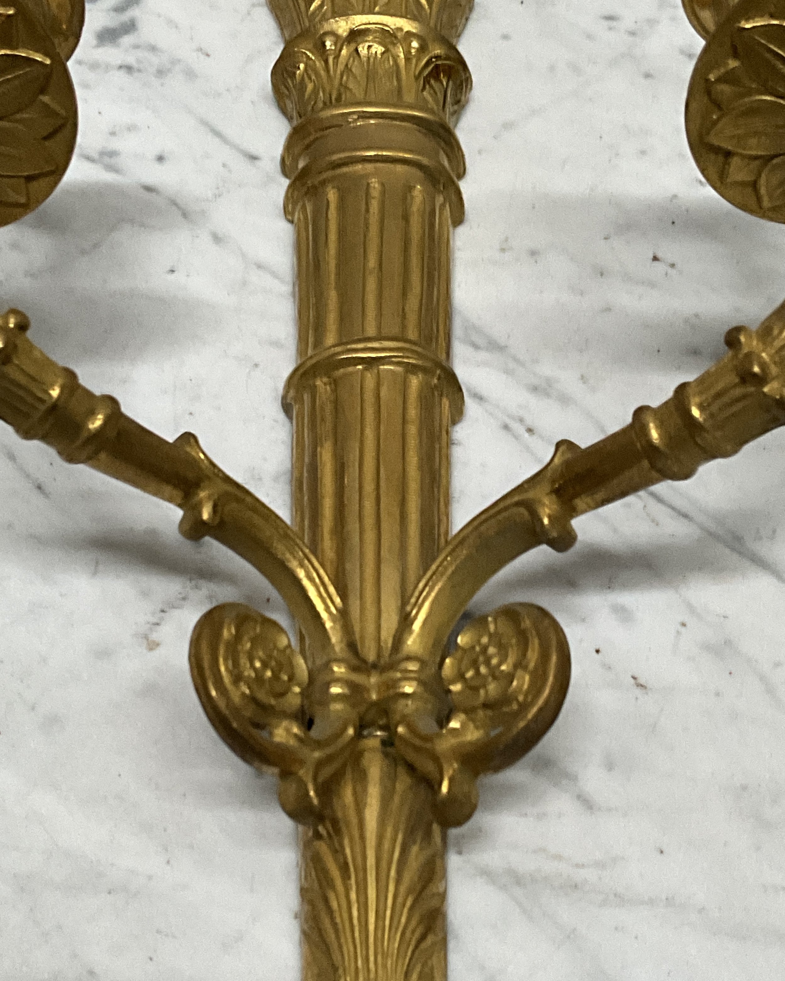 Lucullus Antiques French Antique 19th Century Gilded Brass Quartet of Sconces