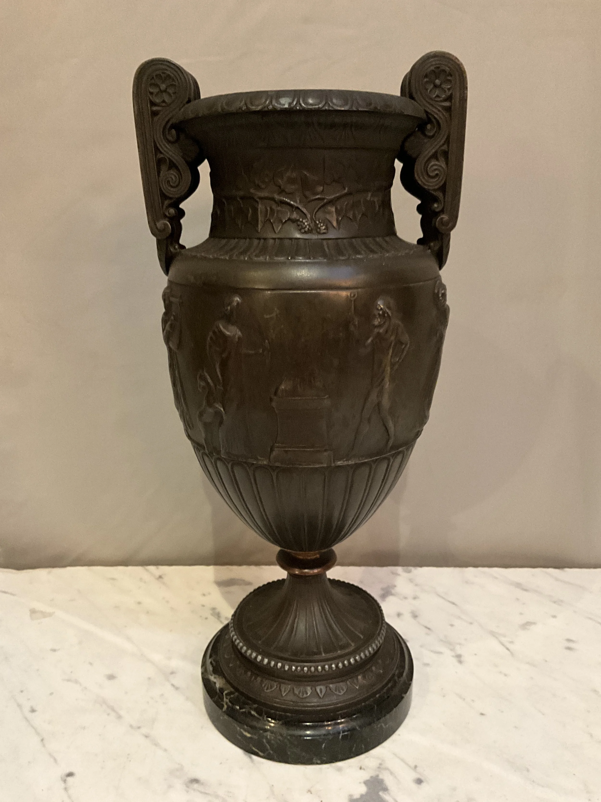 Lucullus Antiques French Antique 19th Century Pair Metal Urns