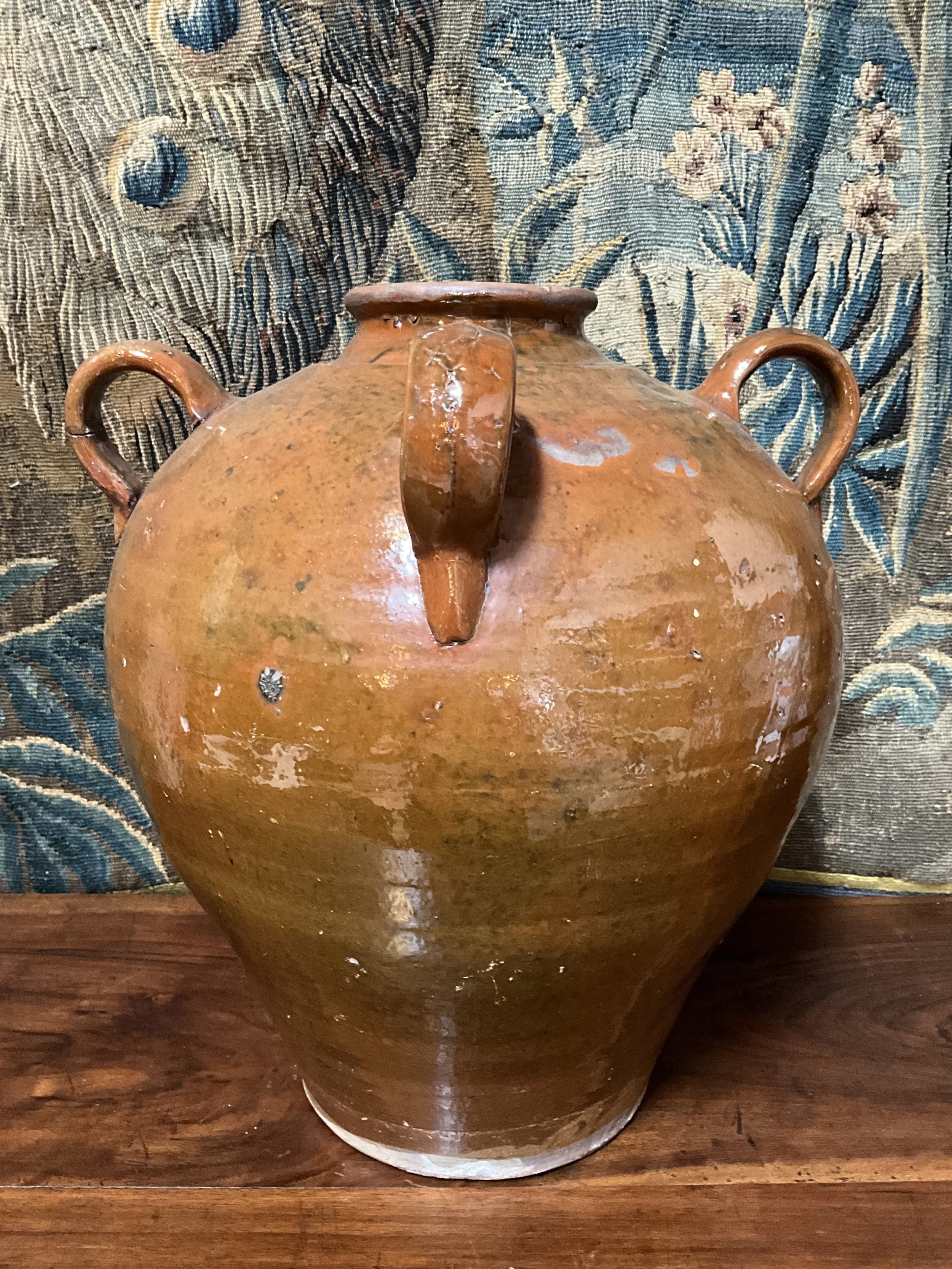 Lucullus Antiques French Antique 19th Century Large Pottery Wine Jug