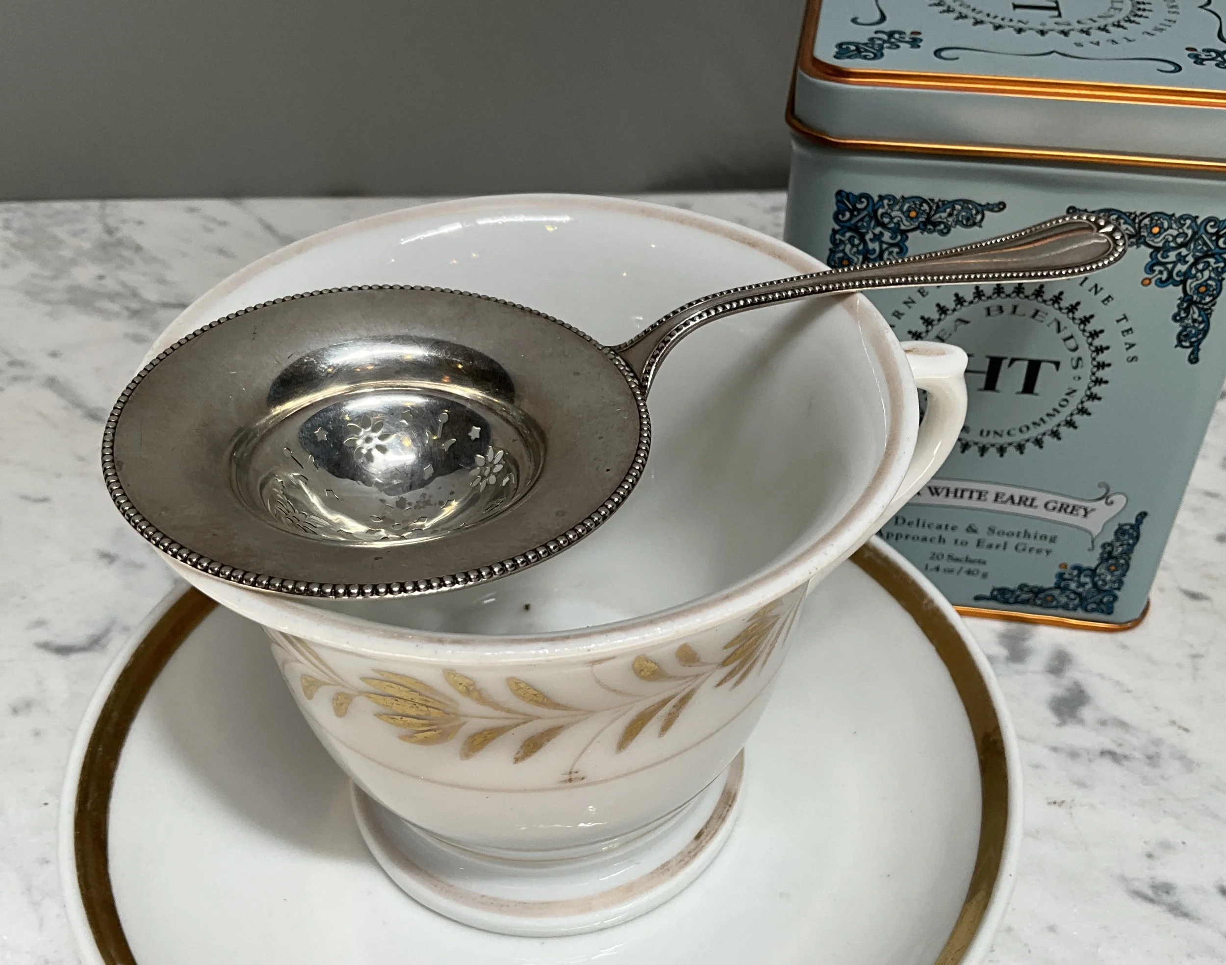 Lucullus Antiques American Antique 19th Century Sterling Tea Strainer, Gorham