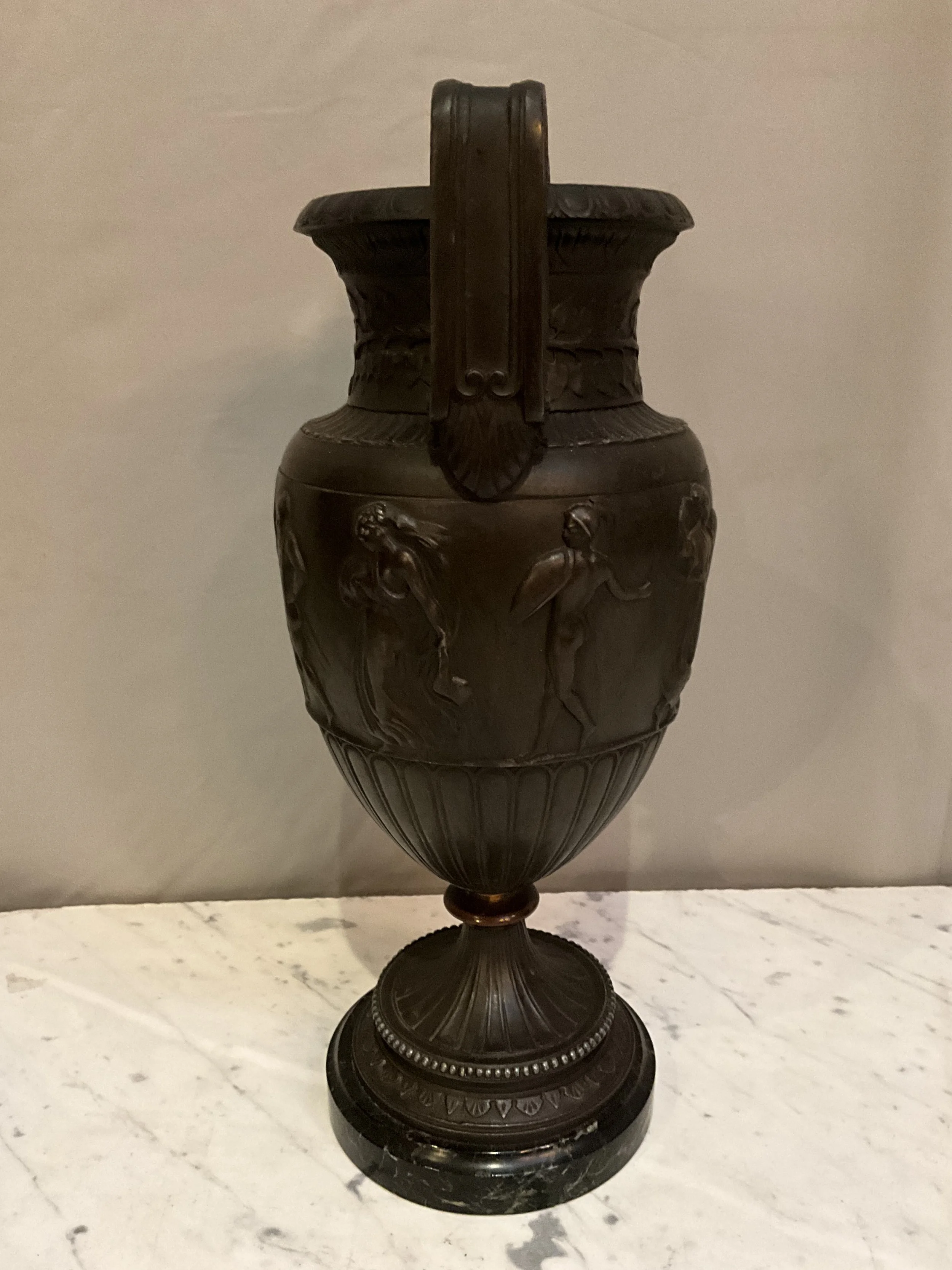 Lucullus Antiques French Antique 19th Century Pair Metal Urns