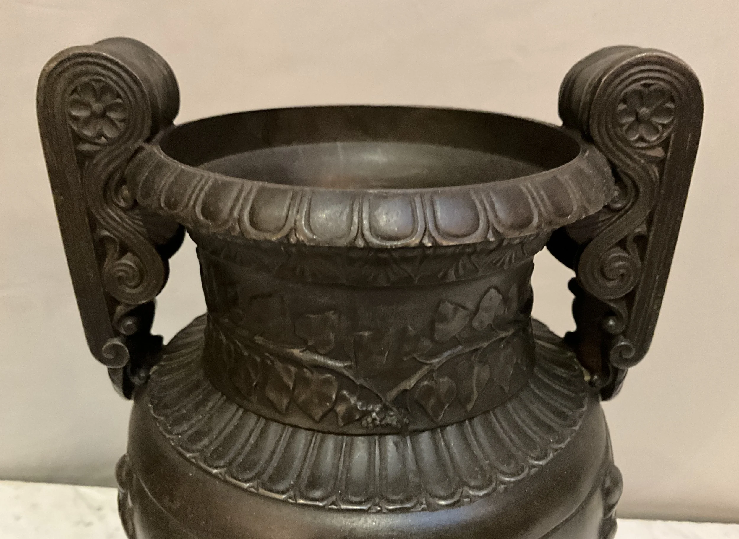 Lucullus Antiques French Antique 19th Century Pair Metal Urns