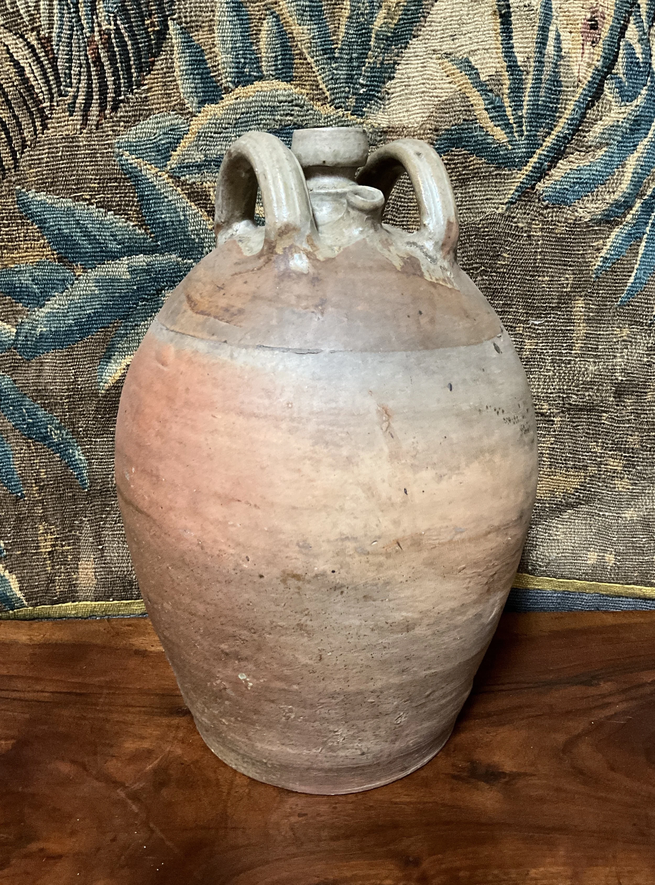 Lucullus Antiques French Antique 19th Century Pottery Oil Jug