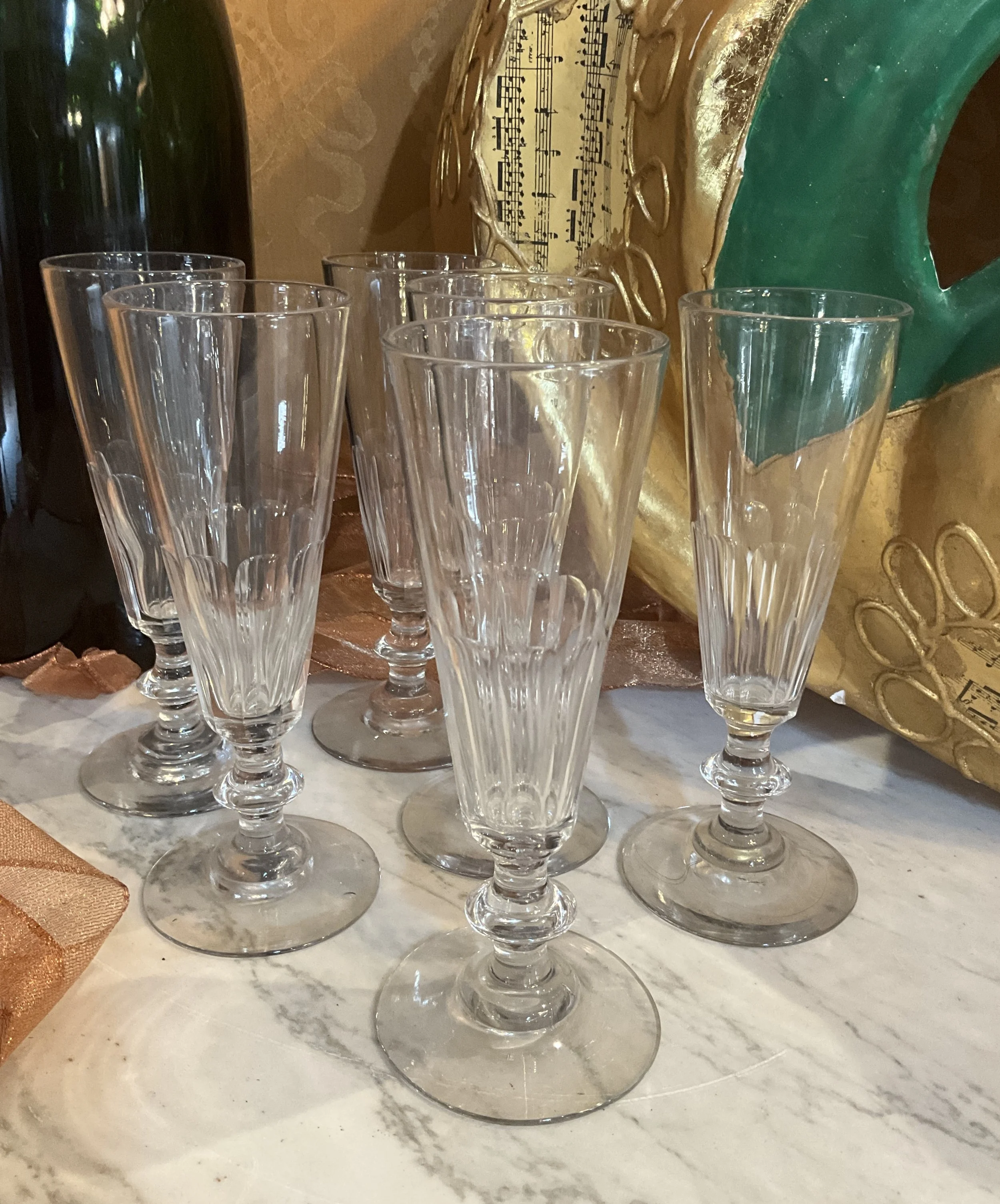 Lucullus Antiques French Antique 19th Century Flutes, Set of Six