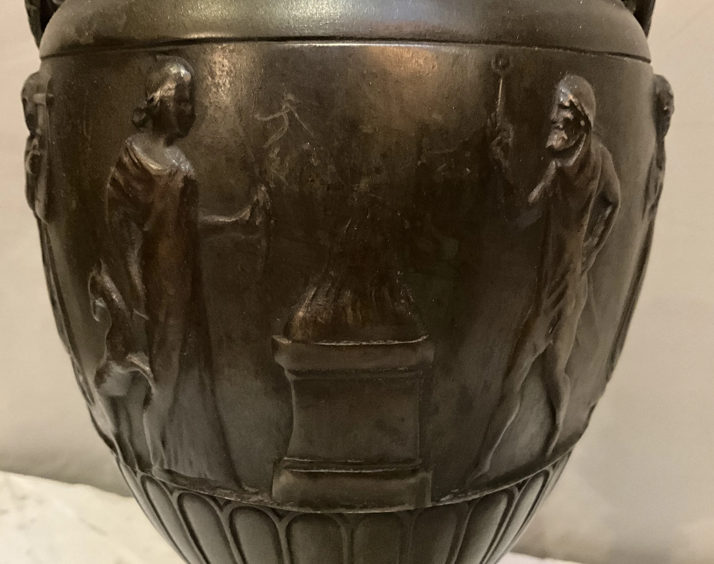 Lucullus Antiques French Antique 19th Century Pair Metal Urns