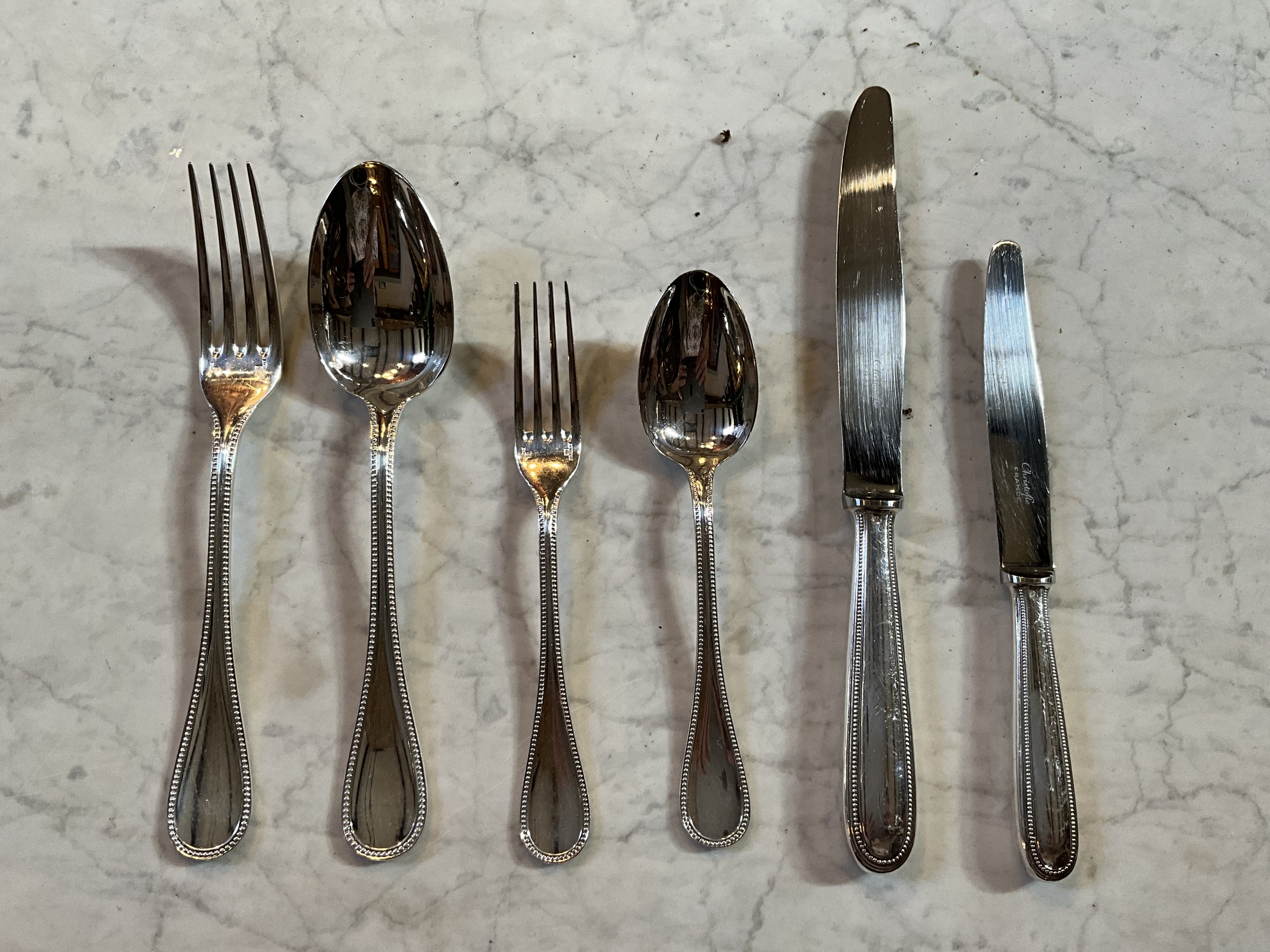 Lucullus Antiques French Antique 1940s Flatware Service, Christofle