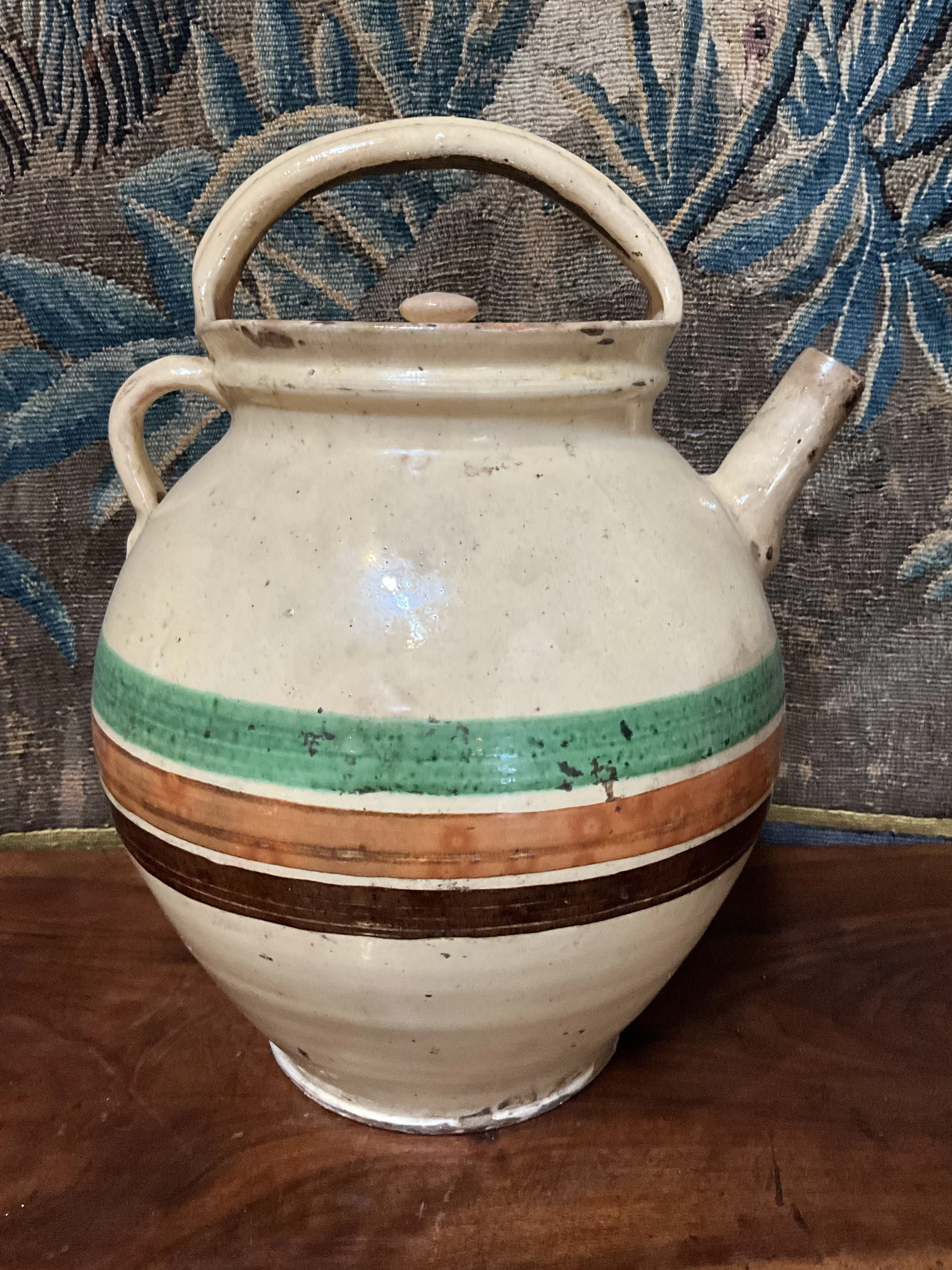 Lucullus Antiques French Antique 19th Century Pottery Lidded Jug