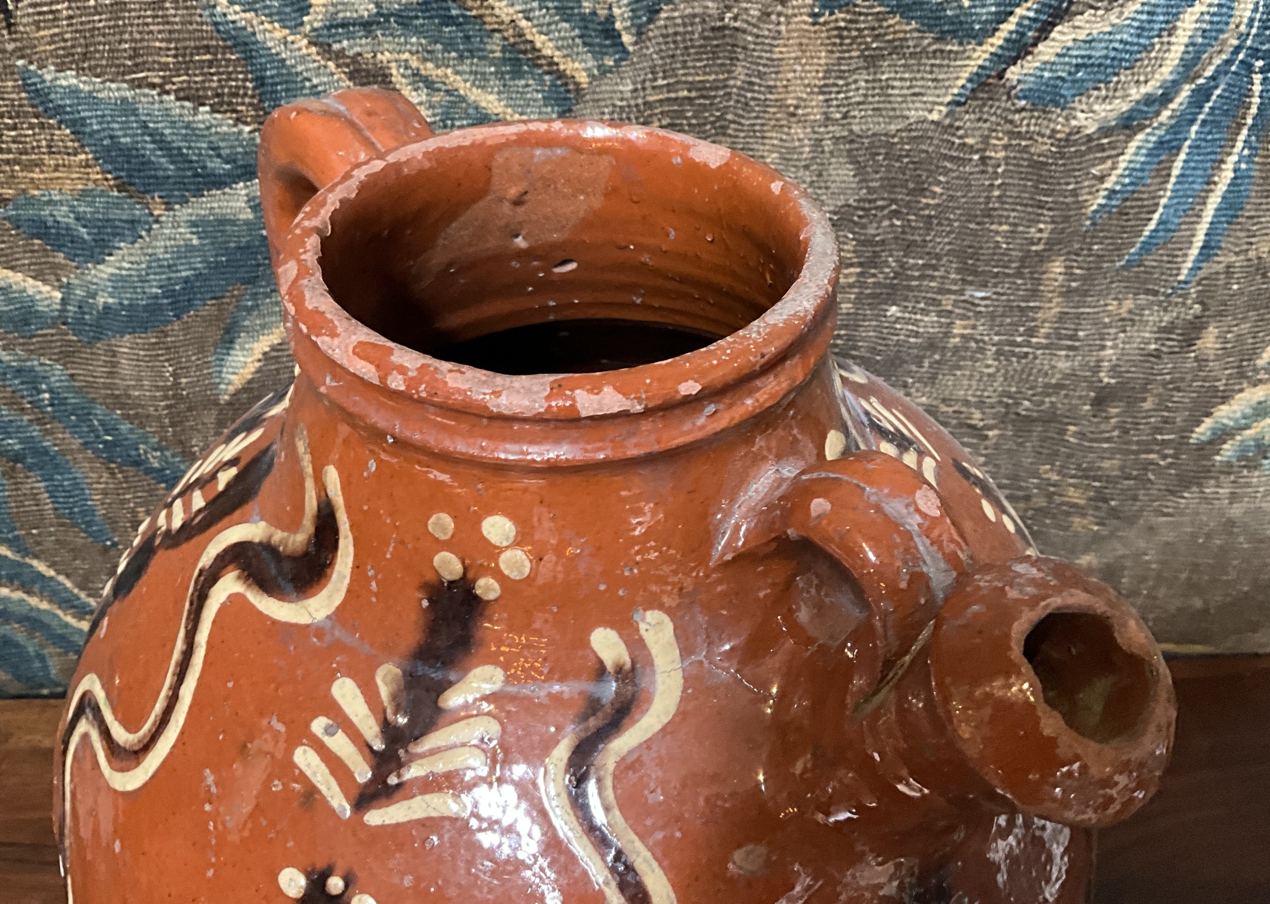 Lucullus Antiques French Antique 19th Century Pottery Wine Jug