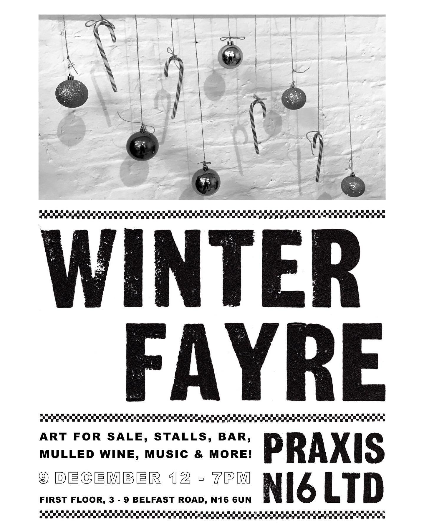 We are looking forward to opening our doors again on Saturday 9th December 12 - 7pm for our Winter Fayre and open studios! 

Our artists will have stalls selling original artwork work, prints, cards and more! 

We will have a bar with mulled wine amo