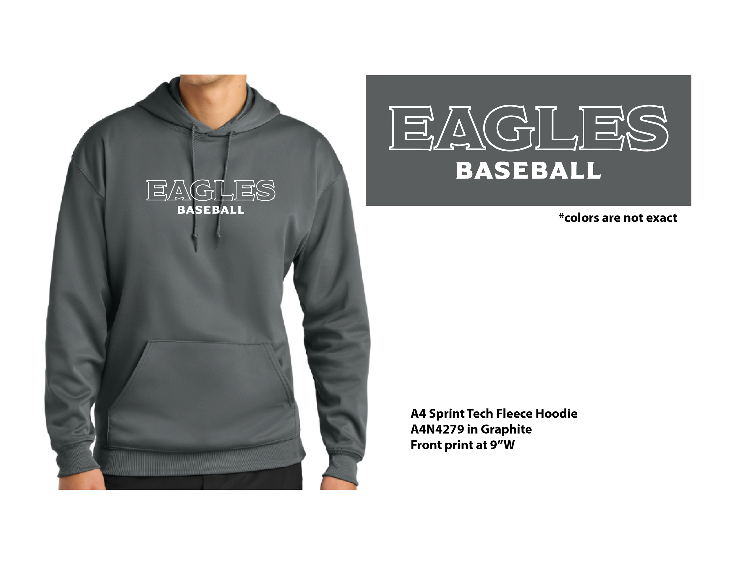 Gray Tech hoodie with block lettering