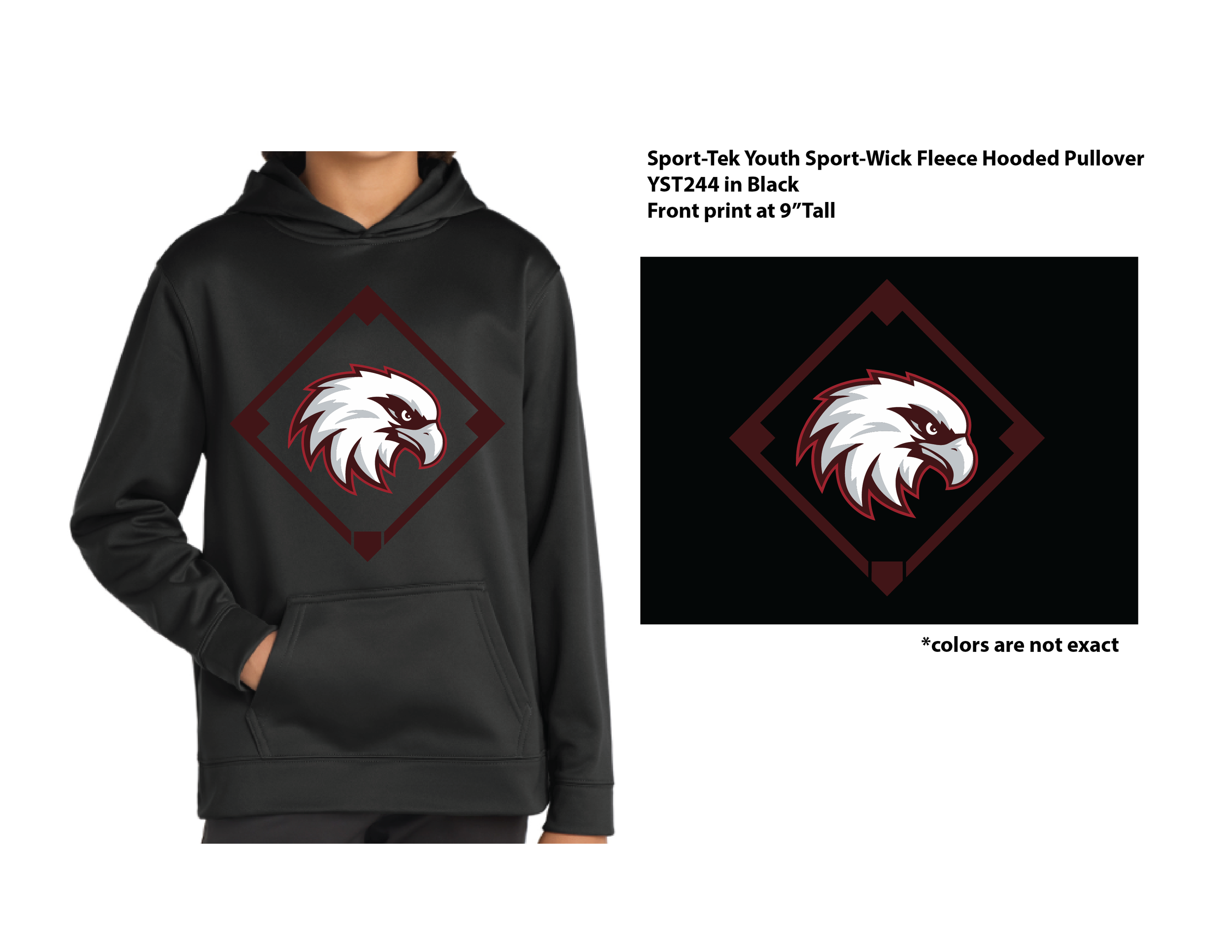 Youth Black baseball diamond hoodie