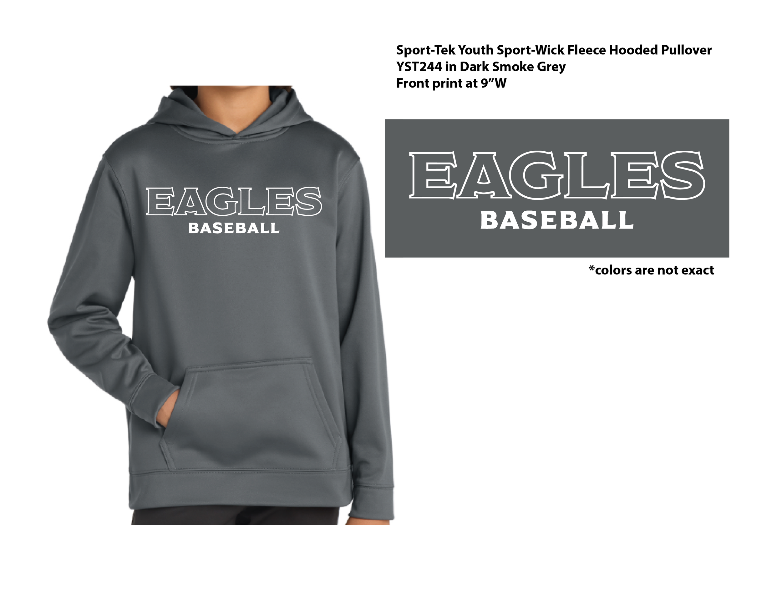 Youth Gray Hoodie with block lettering