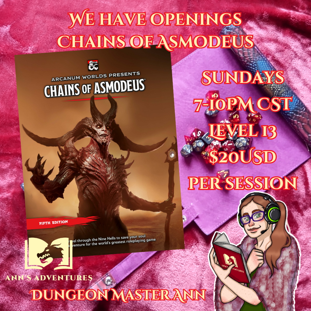 See Online Game Openings — Ann's Adventures - Professional Game Masters