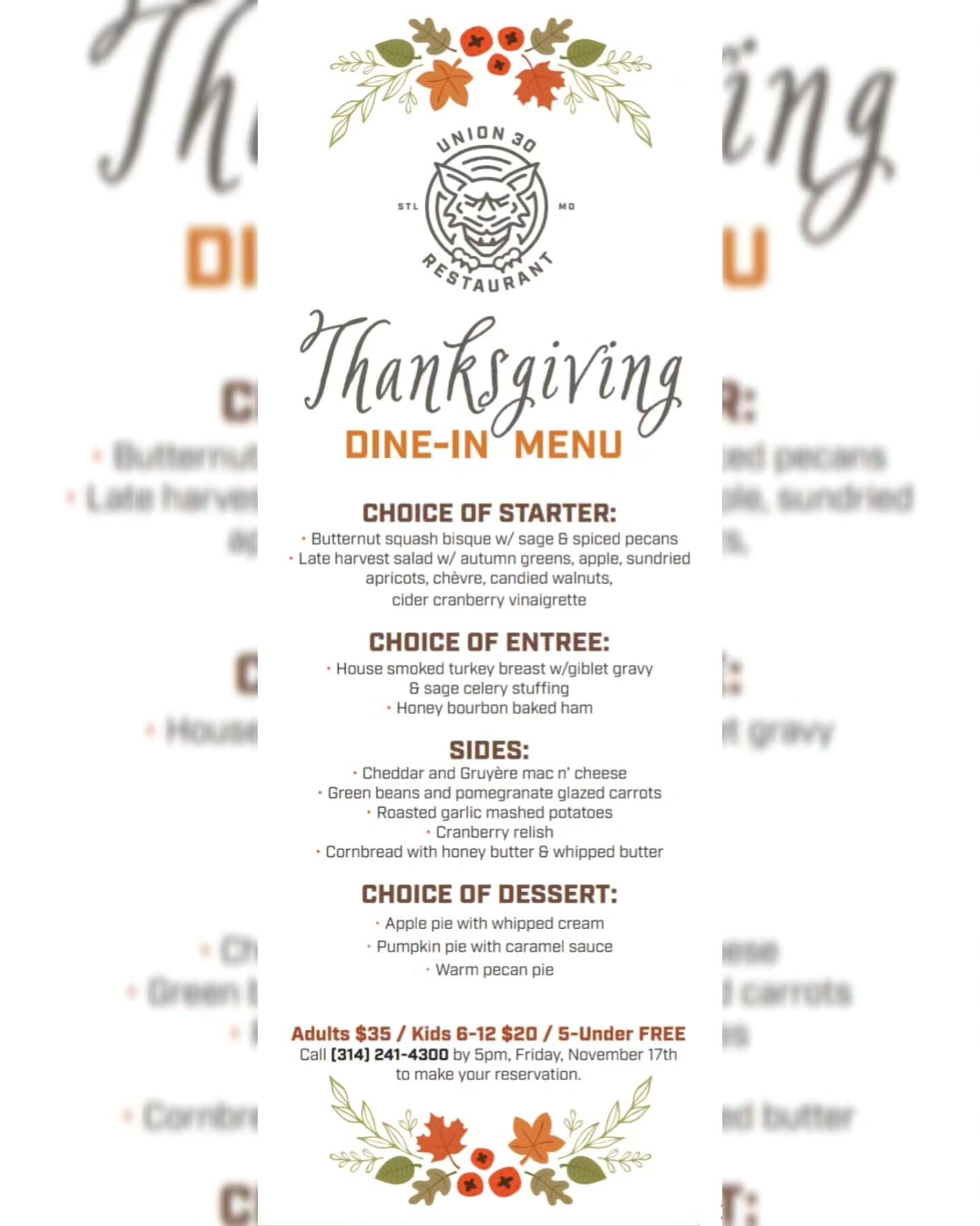 Need Thanksgiving Dinner? WE ARE OPEN! 

Dine-In with us and enjoy all the holiday favorites! Our 3- course prix fixe dinner will have you full and stuffed like a turkey!

Make your reservation today!

Or do Thanksgiving To-Go!

Reservations and orde