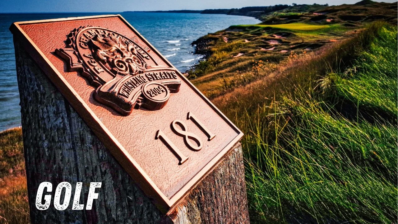 Golf content video production showcasing a championship course marker overlooking a coastal golf course_commercials_golf video content