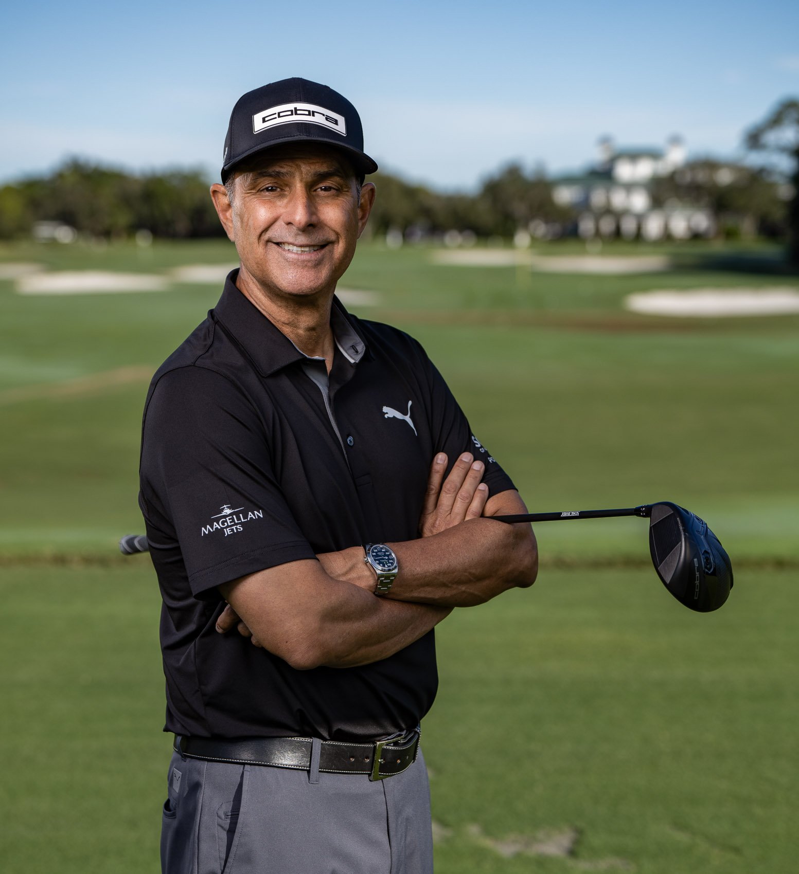Claude Harmon III, Professional Golf Coach |
Professional golf instructor portrait photographed on a pristine South Florida golf course using natural light for commercial branding, website marketing, and editorial promotion.
